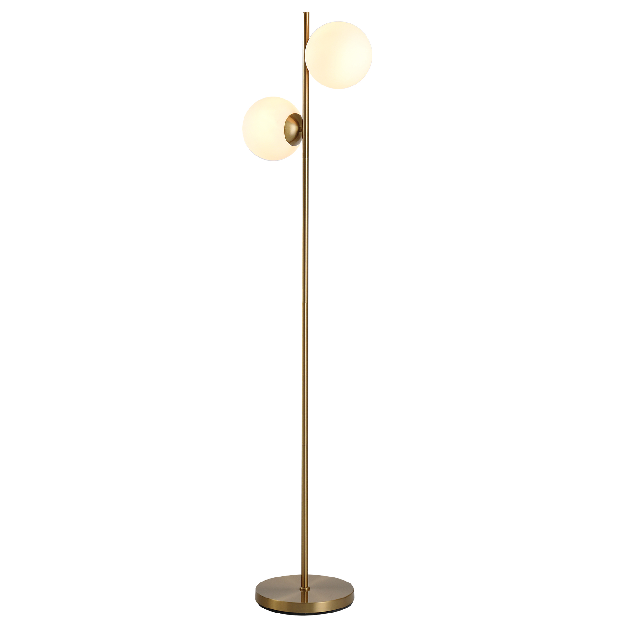 HOMCOM Stehlampe Standleuchte 2-teilig mit Glas-Lampenschirm, Stahl und Glas, 165cm hoch, gold und weiß, modernes Design für Wohnzimmer Aosom.de
