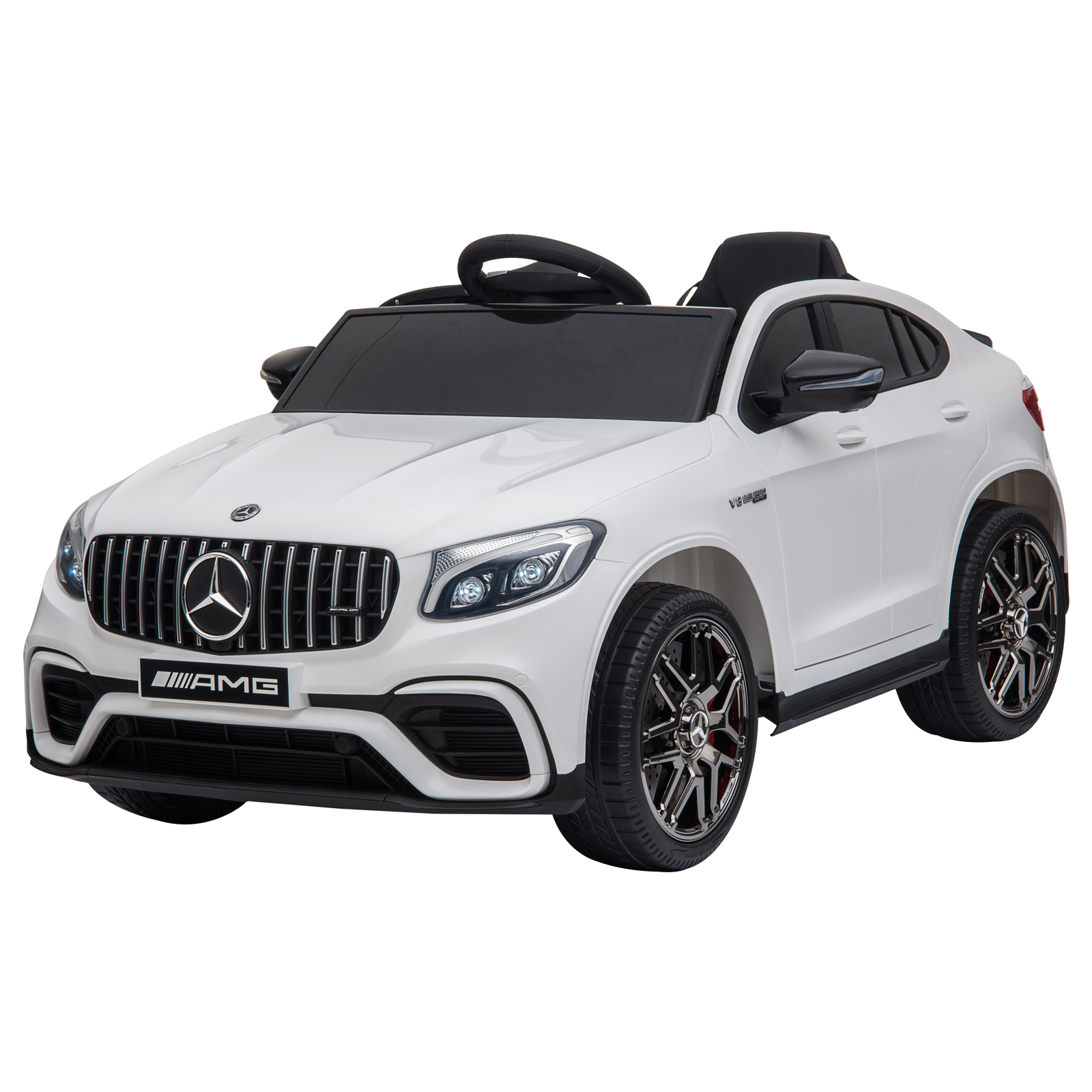 HOMCOM 12V Mercedes-Benz AMG GLC63S COUPE Elektroauto für Kinder mit Fernbedienung und Sicherheitsgurt, 2 x 35W Motoren, Weiß 115 x 70 x 55 cm   Aosom.de
