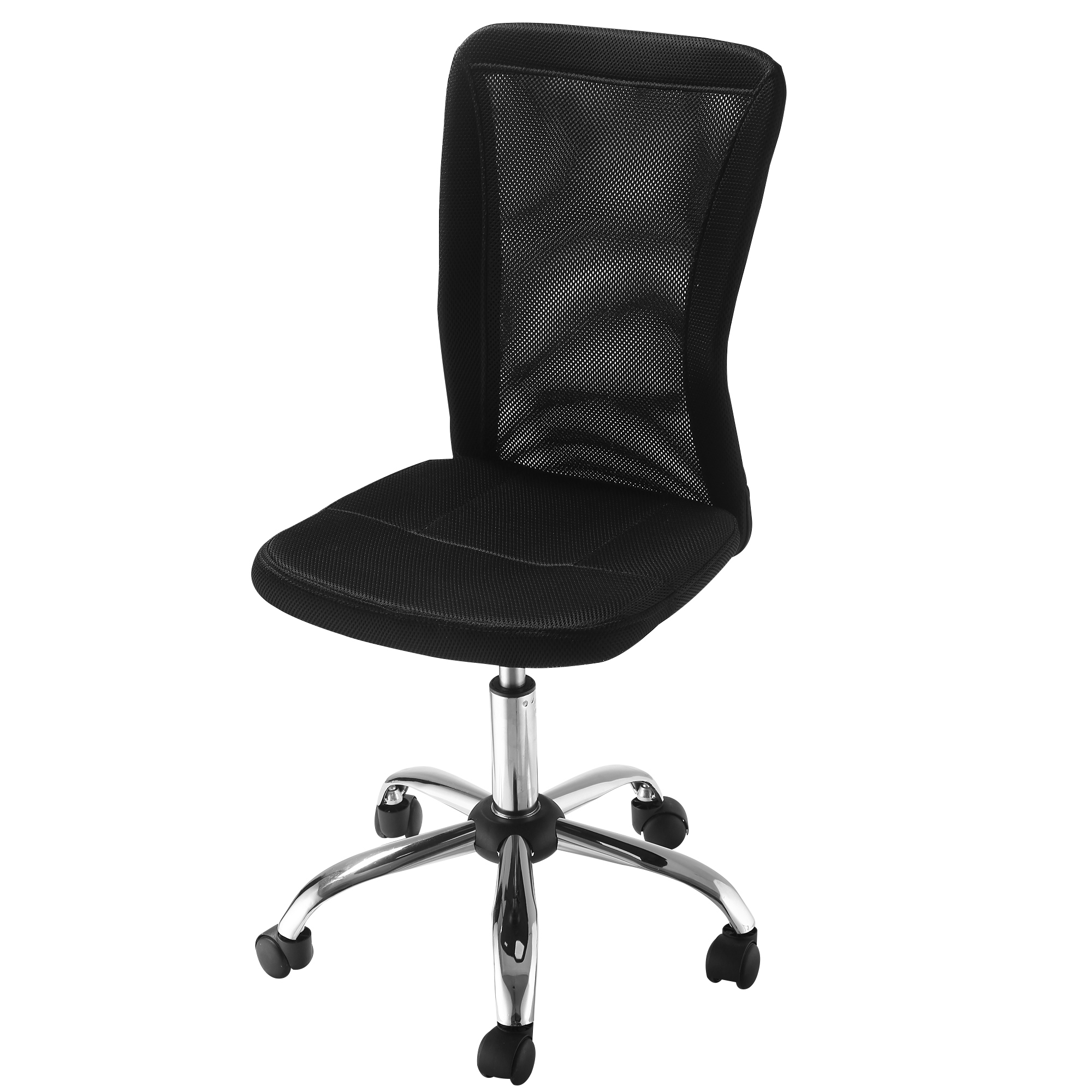 Vinsetto Bürostuhl ohne Armlehnen, ergonomischer Schreibtischstuhl, höhenverstellbarer, bis 100 kg Belastbar, Schwarz Aosom