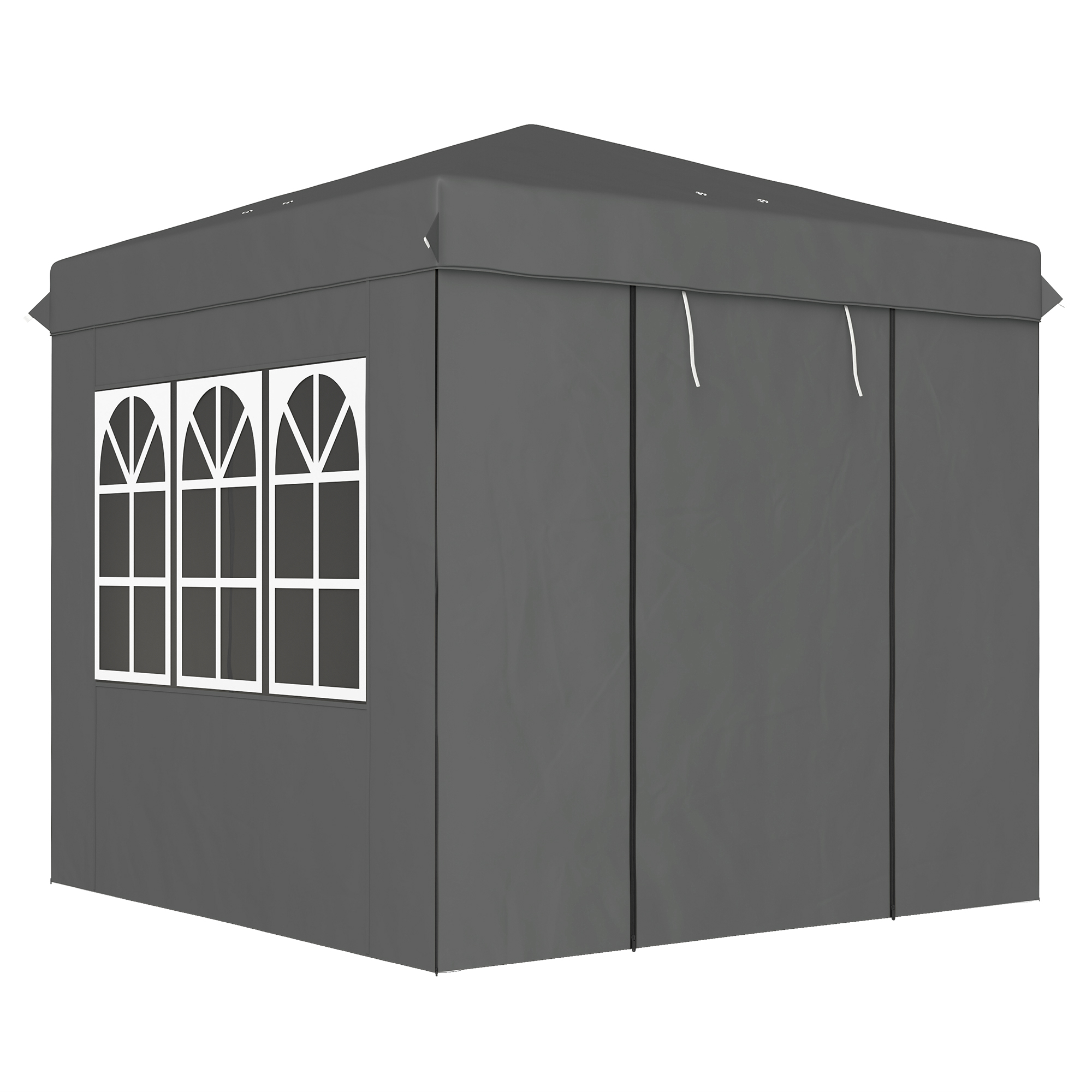 Outsunny Pavillon 2,5x2,5m, wasserabweisend Stabil Winterfest Pop-up Faltpavillon, UV Schutz 50+, Faltbar Partyzelt Gartenzelt mit 4 Seitenteilen Tasche Gartenpavillon für Camping Garten, Dunkelgrau   Aosom