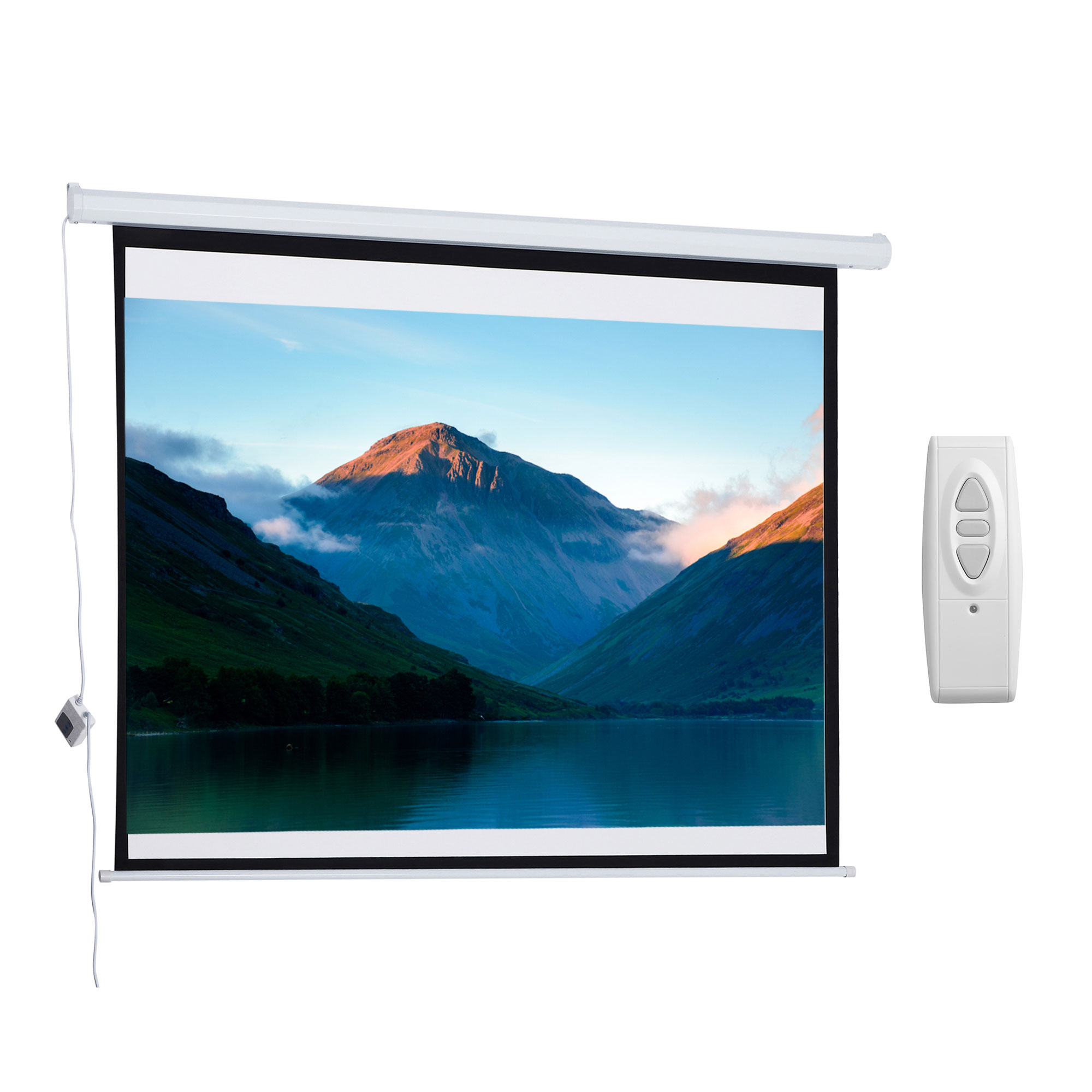 HOMCOM Elektrische Beamer Leinwand 171 x 130 cm 4:3 mit Fernbedienung, Projektionsleinwand für Heimkino & Präsentationen in Weiß   Aosom.de
