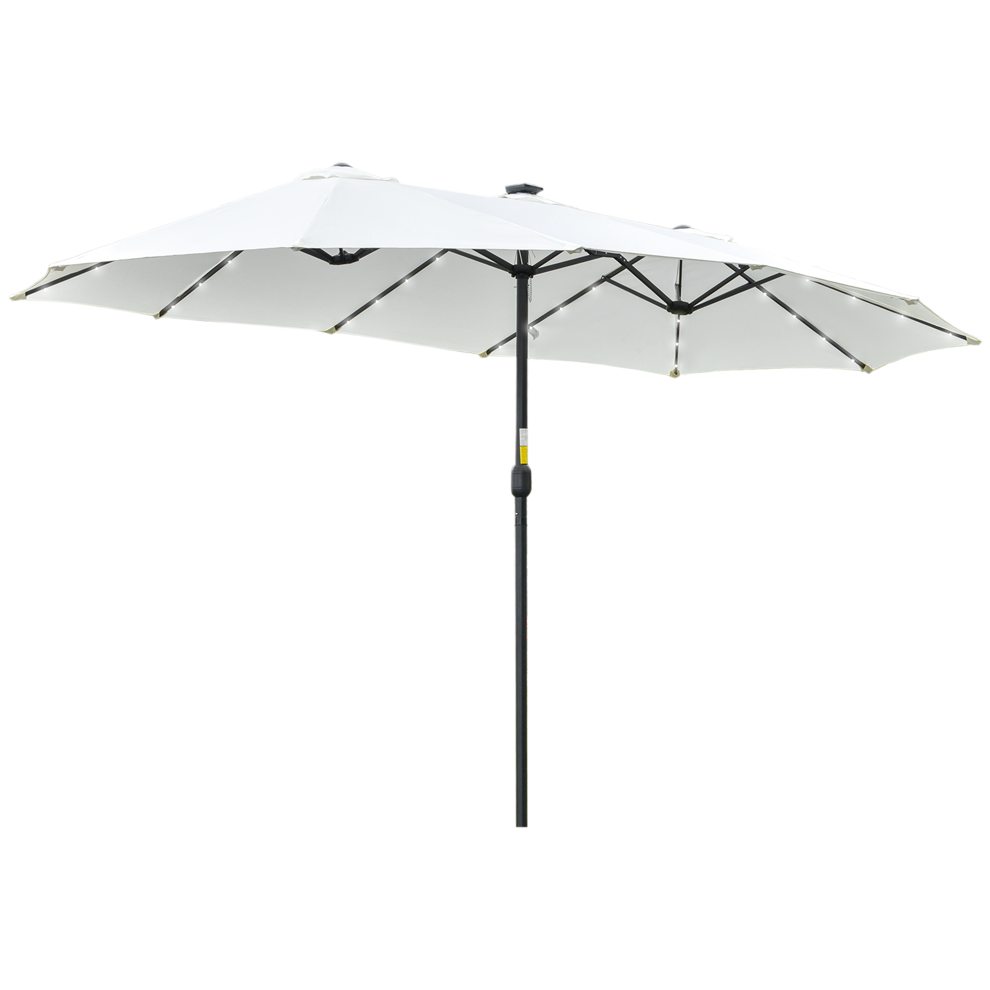 Outsunny Sonnenschirm mit LED Solar 4,5m Doppelsonnenschirm Gartenschirm Terrassenschirm oval schwarz cremeweiß für Garten & Balkon Aosom.de