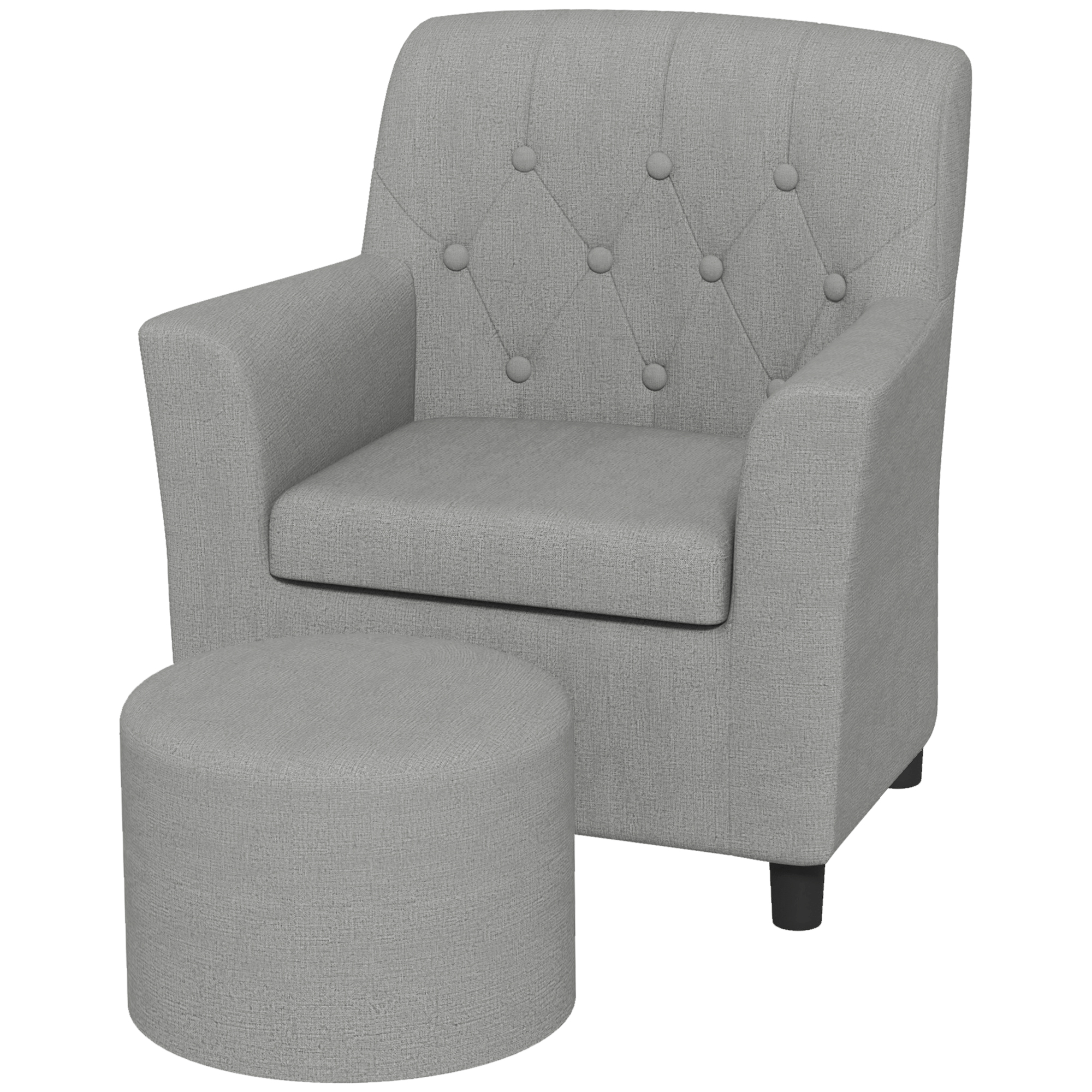 AIYAPLAY Kindersessel mit Fußhocker Kindersofa ab 18 Monaten in Leinentoptik Eukalyptusholz Grau 45 x 43 x 50,5 cm für Kinderzimmer   Aosom.de