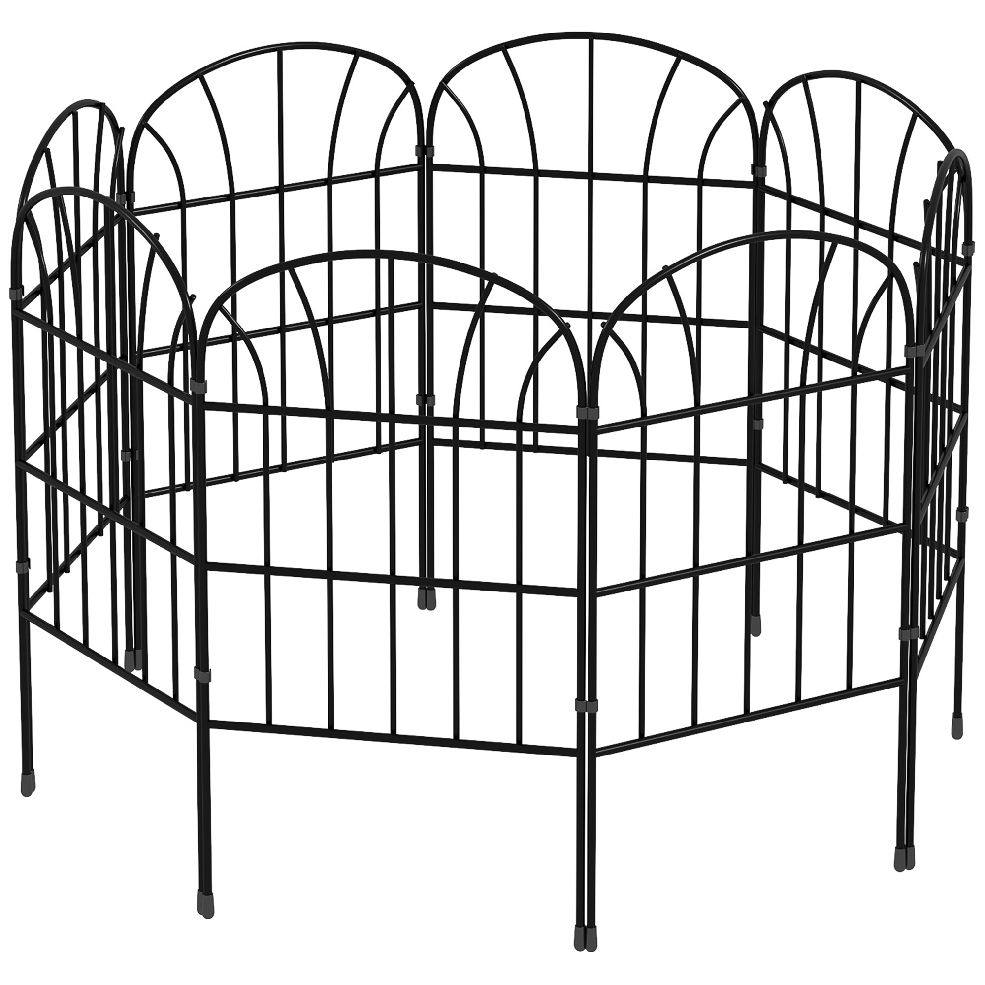 Outsunny Gartenzaun dekorativer Metallzaun 8er Set Steckzaun für Balkon Terrasse Schwarz 93x150cm stabil und stilvoll   Aosom.de