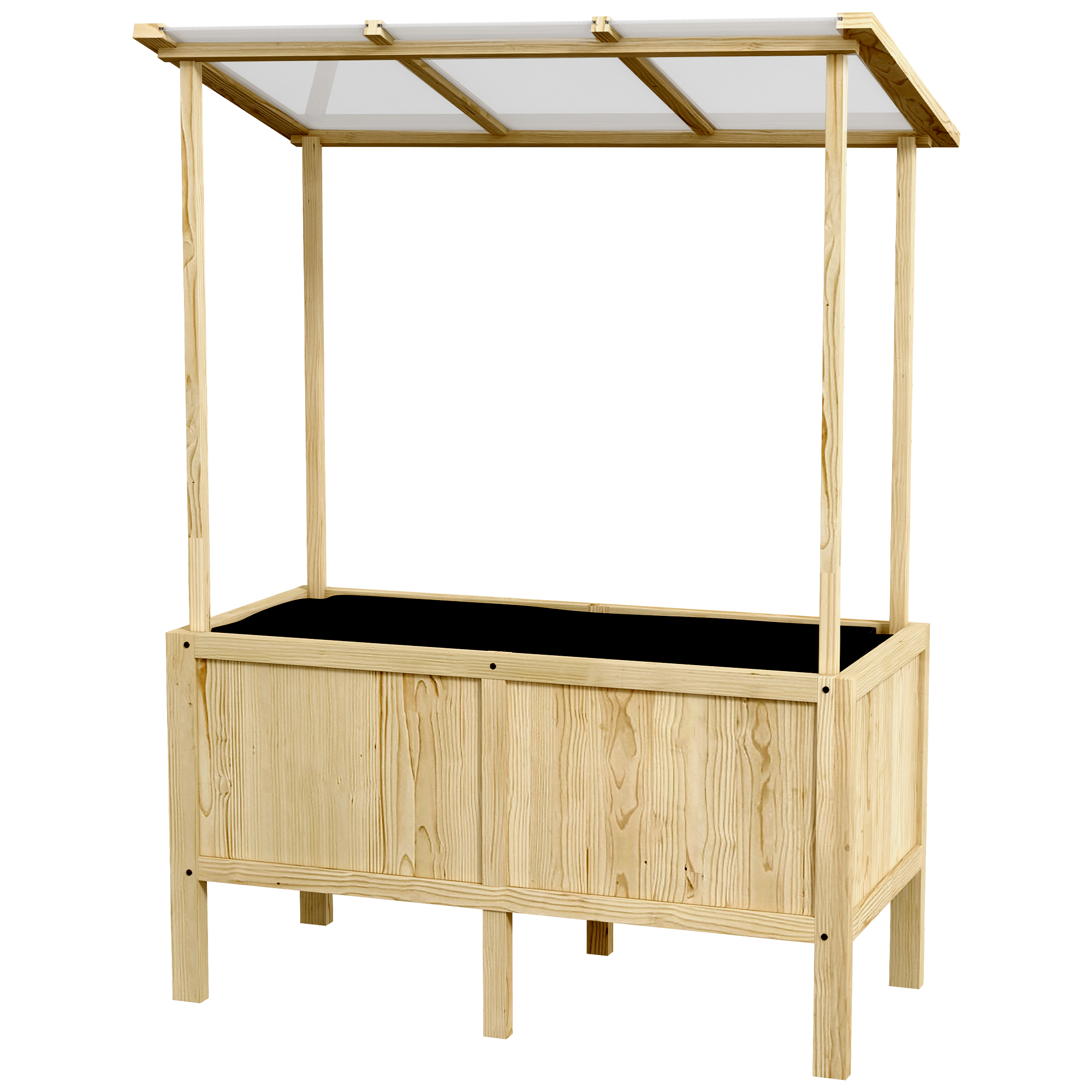 Outsunny Hochbeet Holz Frühbeet mit Deckel 110x60x152cm Pflanzkasten mit Vliesstoff für Garten Balkon Natur   Aosom.de