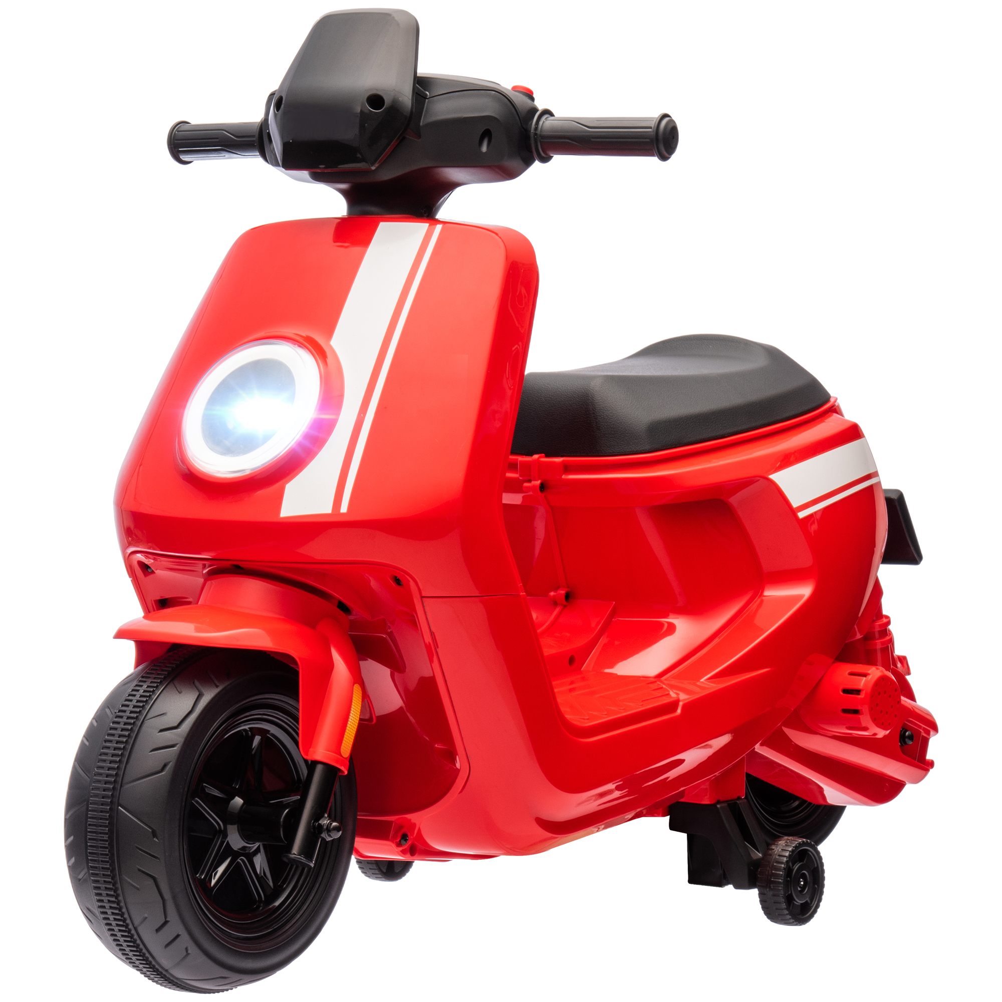 AIYAPLAY Kinder Elektro-Motorrad, 6V Kindermotorrad mit Scheinwerfer, Musik, Vor- und Rückwärtsgang, Trainingsräder, 1,5-3 km/h, Elektromotorrad für 1,5-3 Jahre Kinder, Rot Aosom