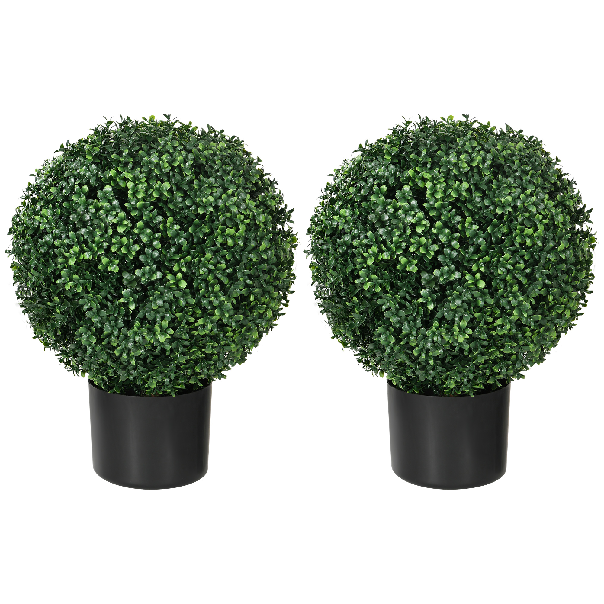 HOMCOM Künstliche Pflanzen 2er-Set UV-beständige Kunstpflanze im Blumentopf 52 cm Buchsbäume für Garten Wohnzimmer Dekoration Aosom.de