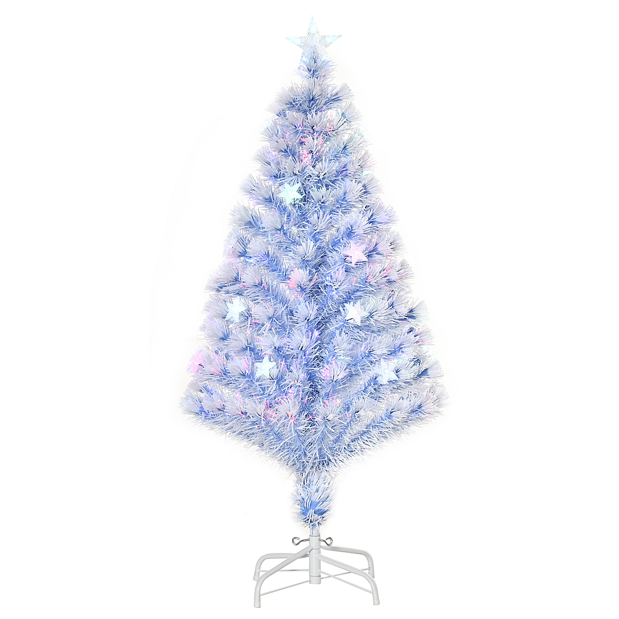 HOMCOM künstlicher Weihnachtsbaum mit 3 LED-Leuchten Tannenbaum PVC Metall Weiß Blau Ø60 x 120H cm für festliche Dekoration   Aosom.de