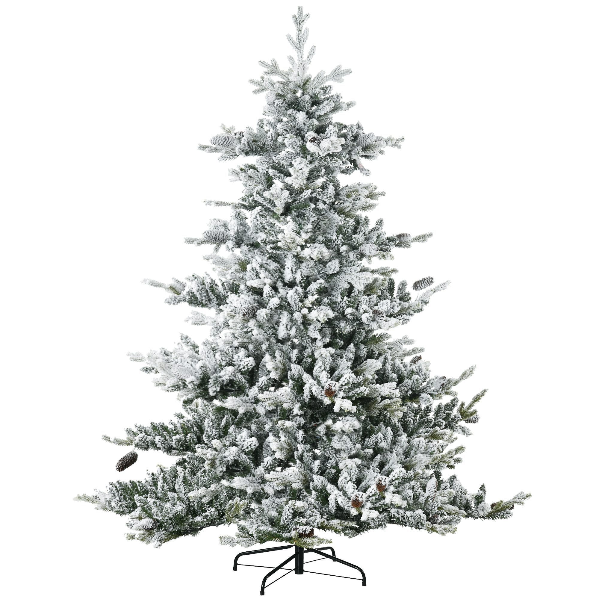 HOMCOM Weihnachtsbaum 180 cm Künstlicher Tannenbaum mit Kunstschnee, Kunsttanne mit 1471 Astspitzen, Standfuß für Weihnachtsfest, Indoor, Grün   Aosom