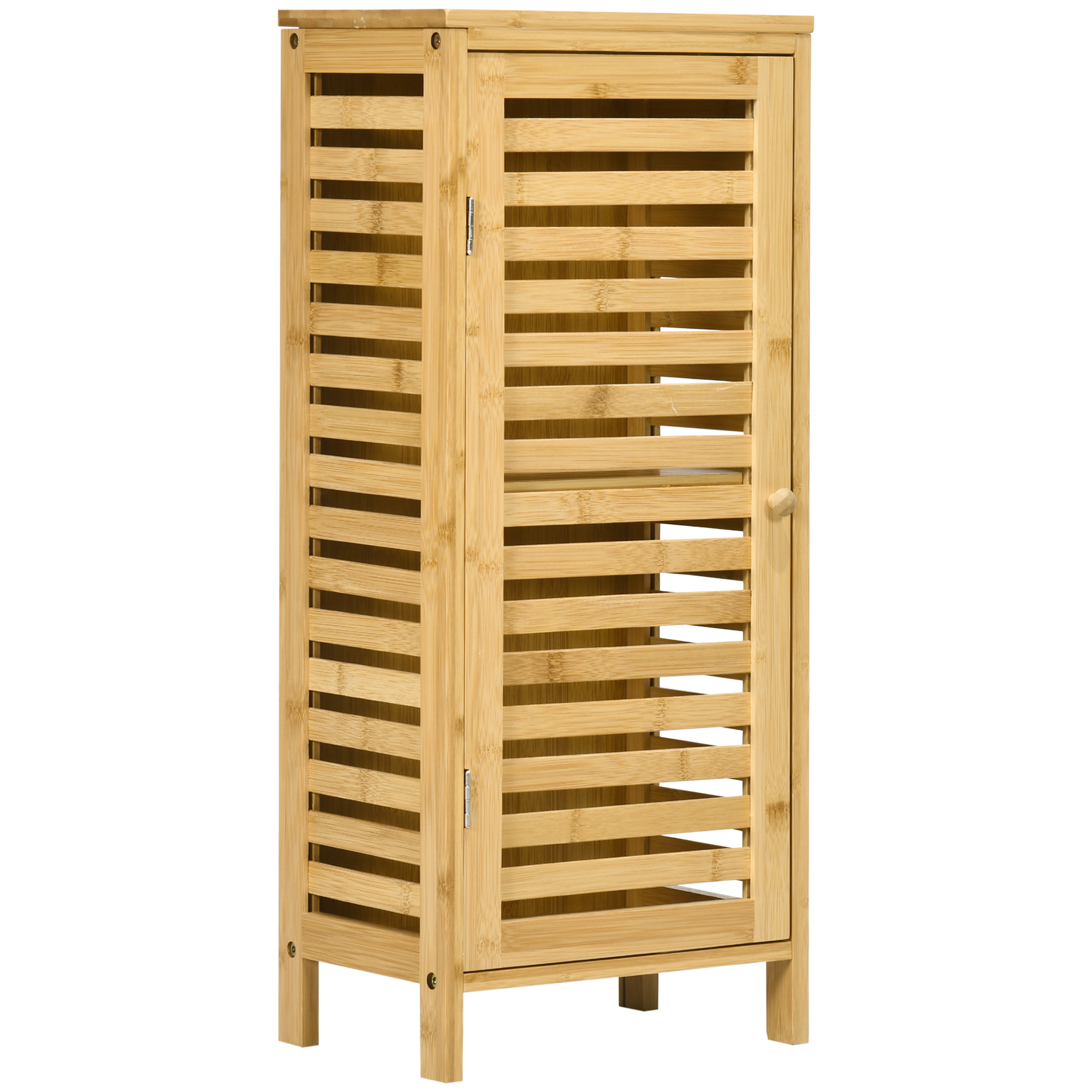 kleankin Badschrank Beistellschrank mit Lamellentür, 2 Fächern, Aufbewahrung, Natur, 30x19,9x70cm Aosom