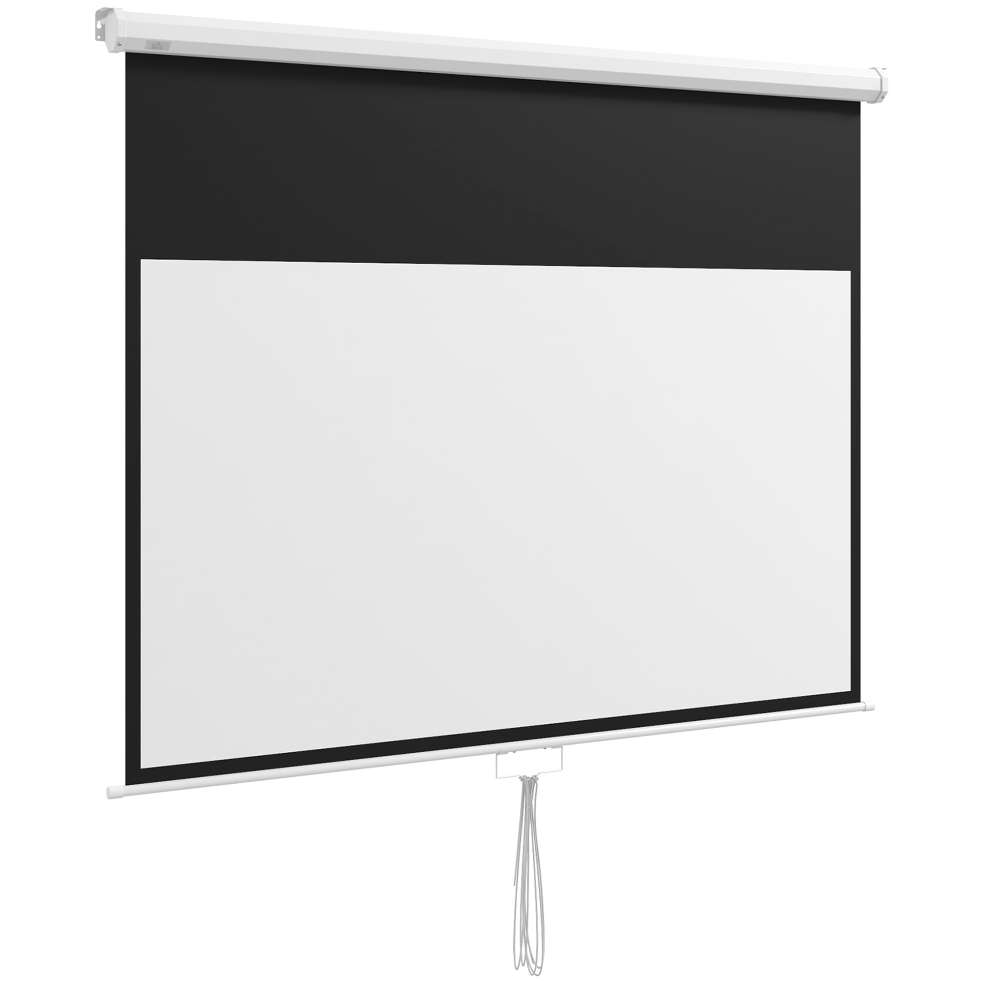 HOMCOM Beamer Leinwand 172 x 96 cm manuell, Rollleinwand für 4K HD, Filmleinwand für Heimkino und Präsentationen, weiß   Aosom.de