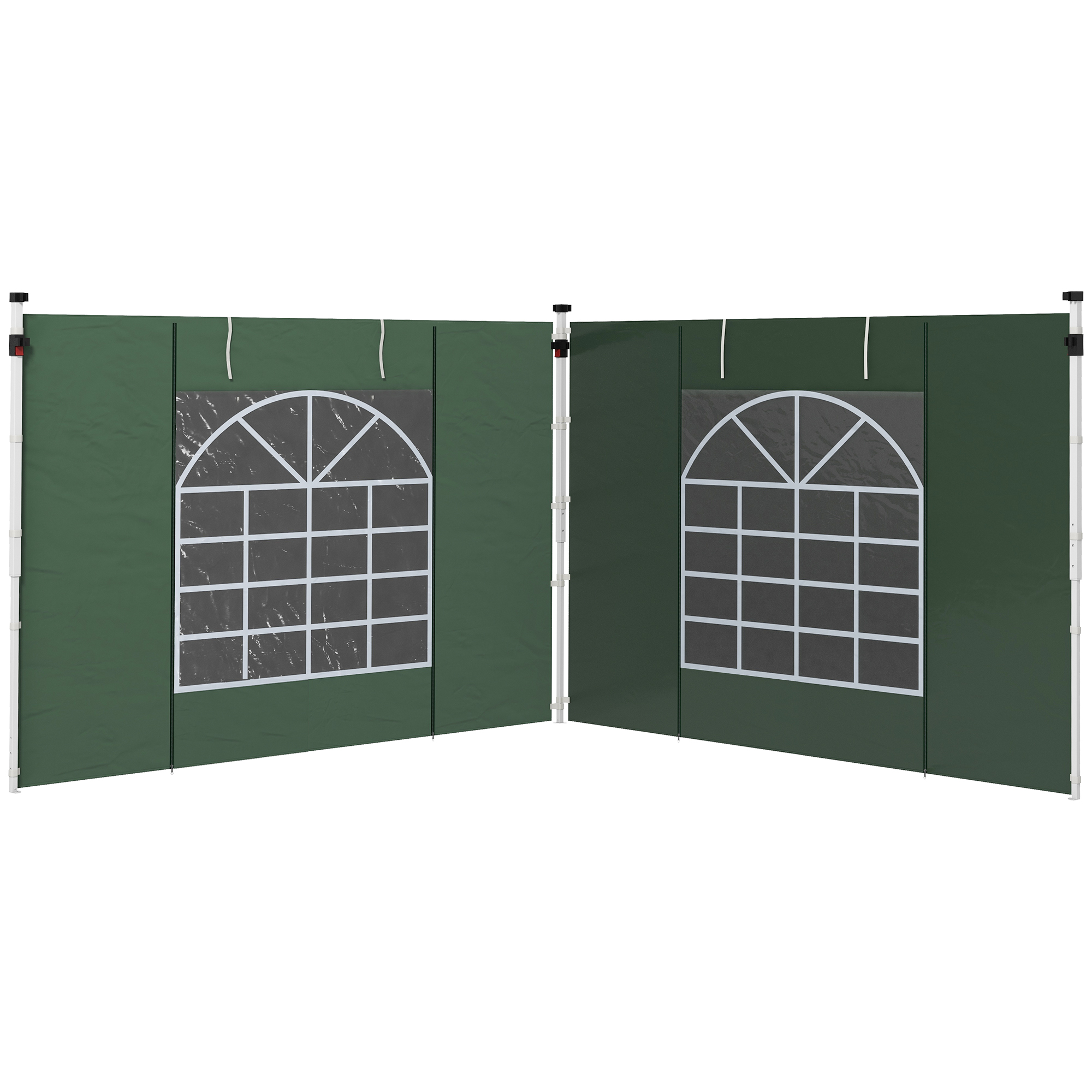 Outsunny 2er-Set Seitenteile für Pavillon 3x3/3x6 m, Seitenwand mit Fenster und Klettverschluss, wasserdicht Seitenwände aus Oxfordstoff, als Windschutz und Sichtschutz für Partyzelt, Grün   Aosom