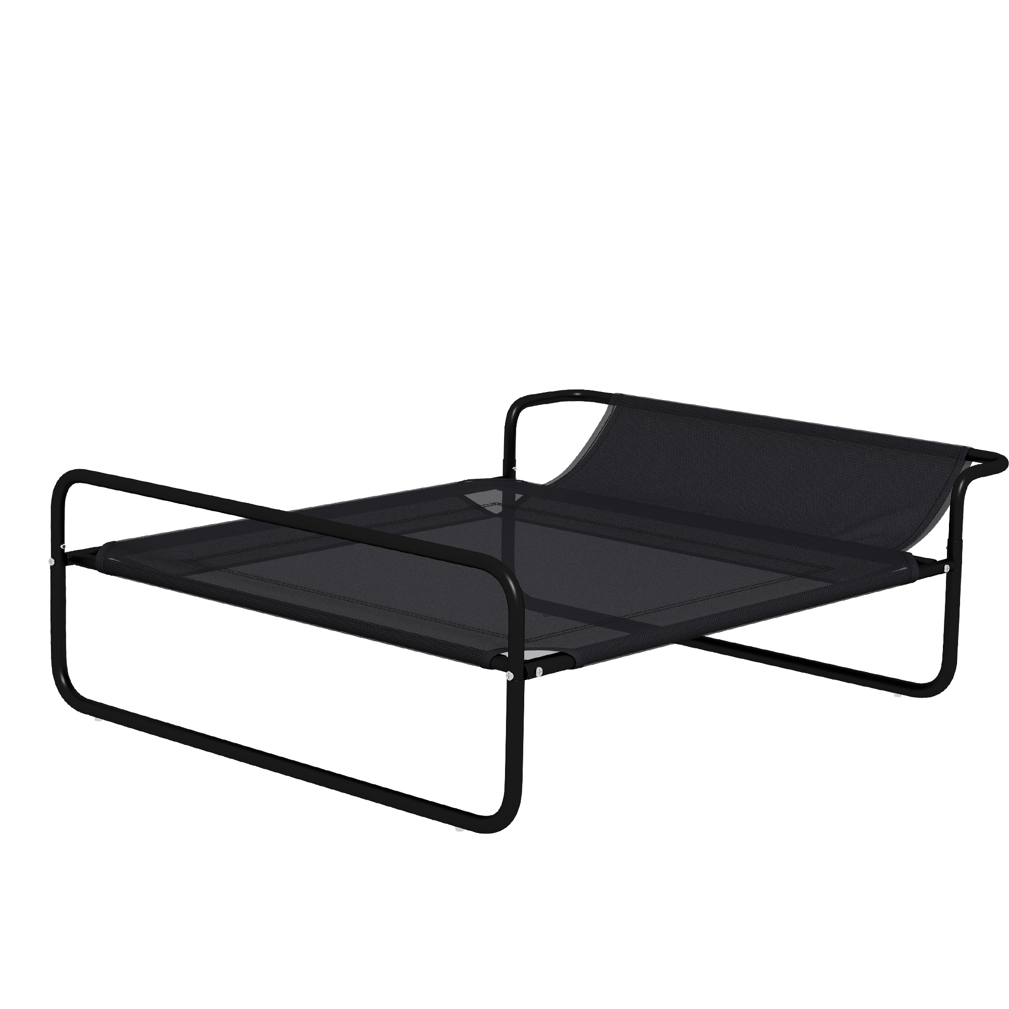 PawHut Hundeliege Outdoor, Erhöhtes Hundebett mit atmungsaktivem Mesh-Bezug, Haustierbett für kleine und mittelgroße Hunde Schwarz 91 x 69 x 29 cm   Aosom