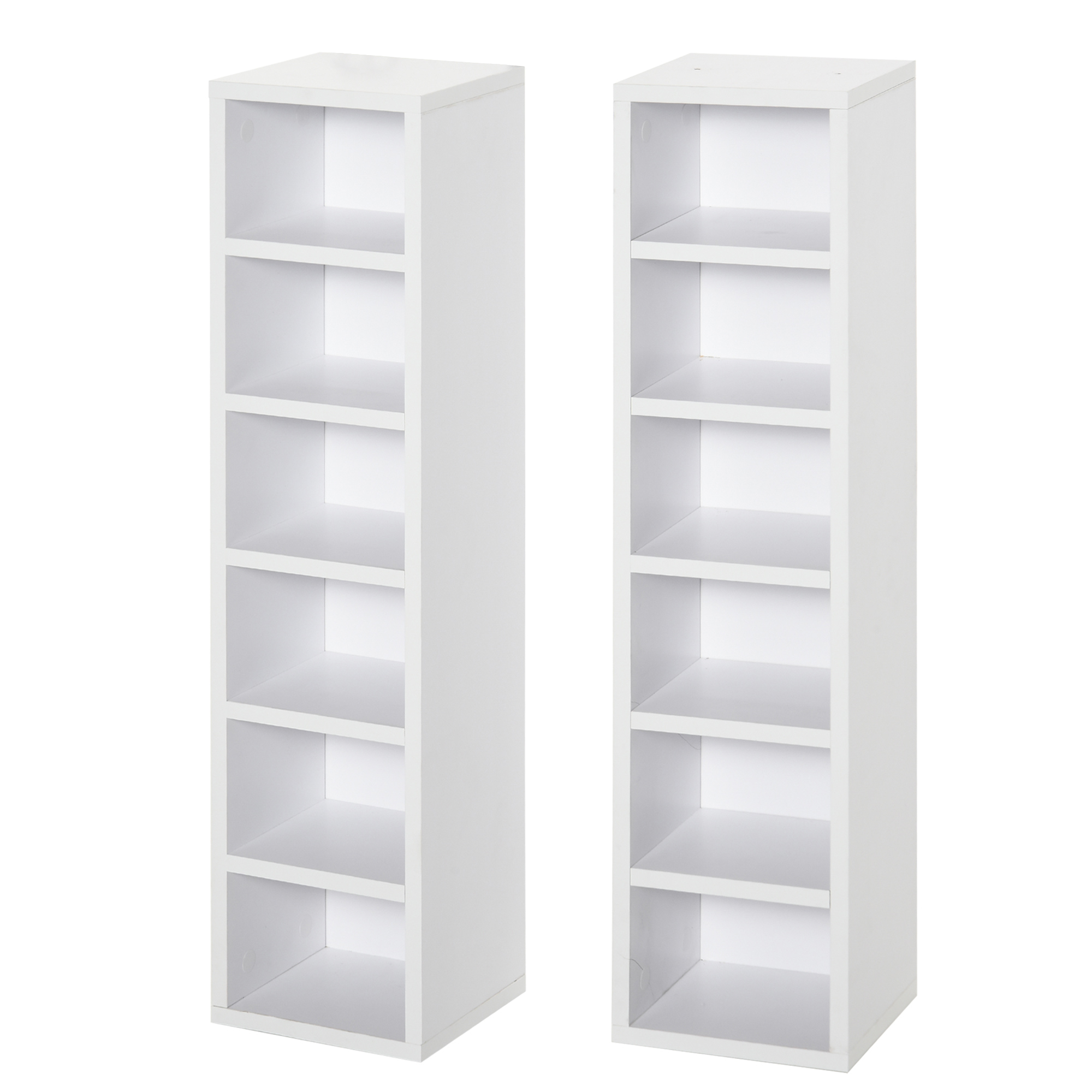 HOMCOM CD-Ständer 2er Set Holzregal mit 12 Ablagefächern Medienregal in Weiß 21x19,2x88,3cm für CDs DVDs & Bücher   Aosom.de