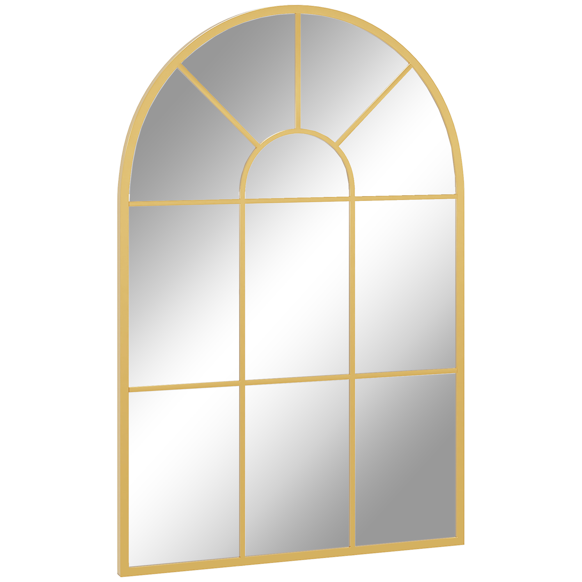 HOMCOM Wandspiegel Fensterspiegel 91 x 60 cm dekorativ mit Metallrahmen Hängespiegel für Wohnzimmer Schlafzimmer in Gold Aosom.de