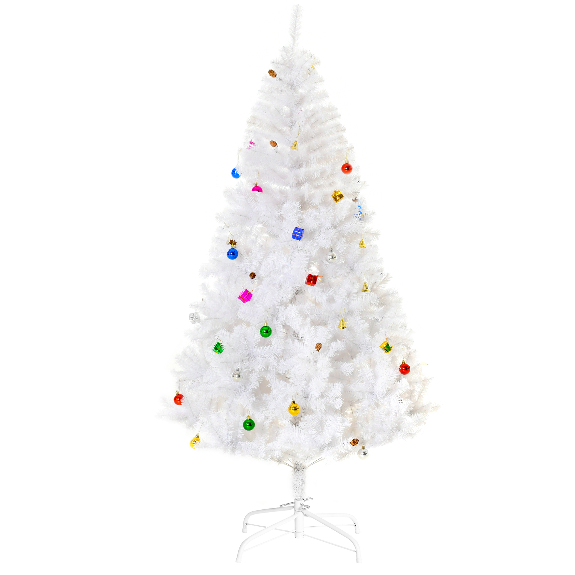 HOMCOM Weihnachtsbaum künstlicher Christbaum 180cm mit Ständer und Dekor in Weiß, ideal für festliche Weihnachtsdekoration Aosom.de