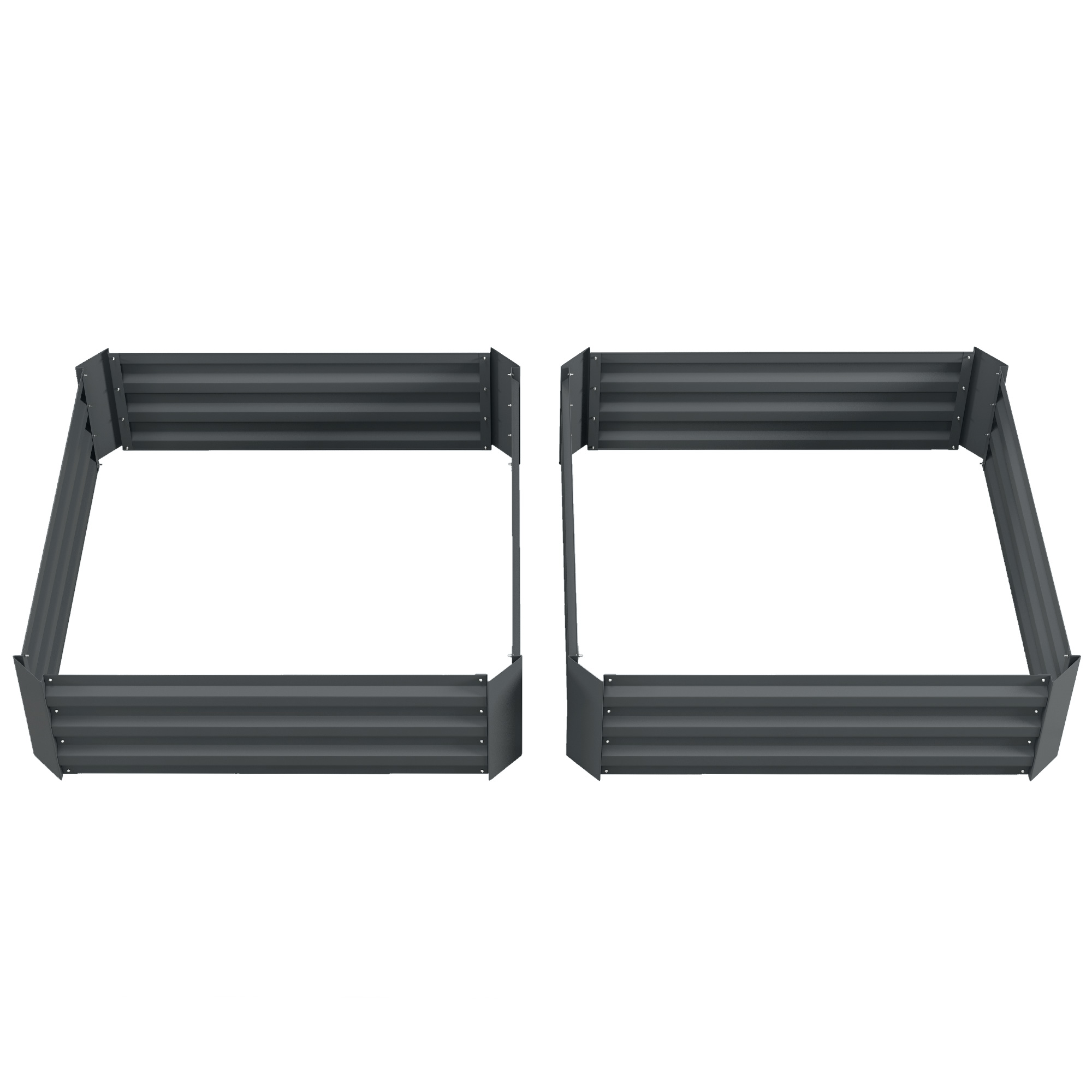 Outsunny 2er Set Hochbeet Stahl, Pflanzbeet Frühbeet Gartenbeet Blumenkasten steckbar, Pflanzkasten Pflanzkübel 100x100x30cm für Garten Balkon Terrasse, Gemüsebeet für Blumen, Pflanzen   Aosom