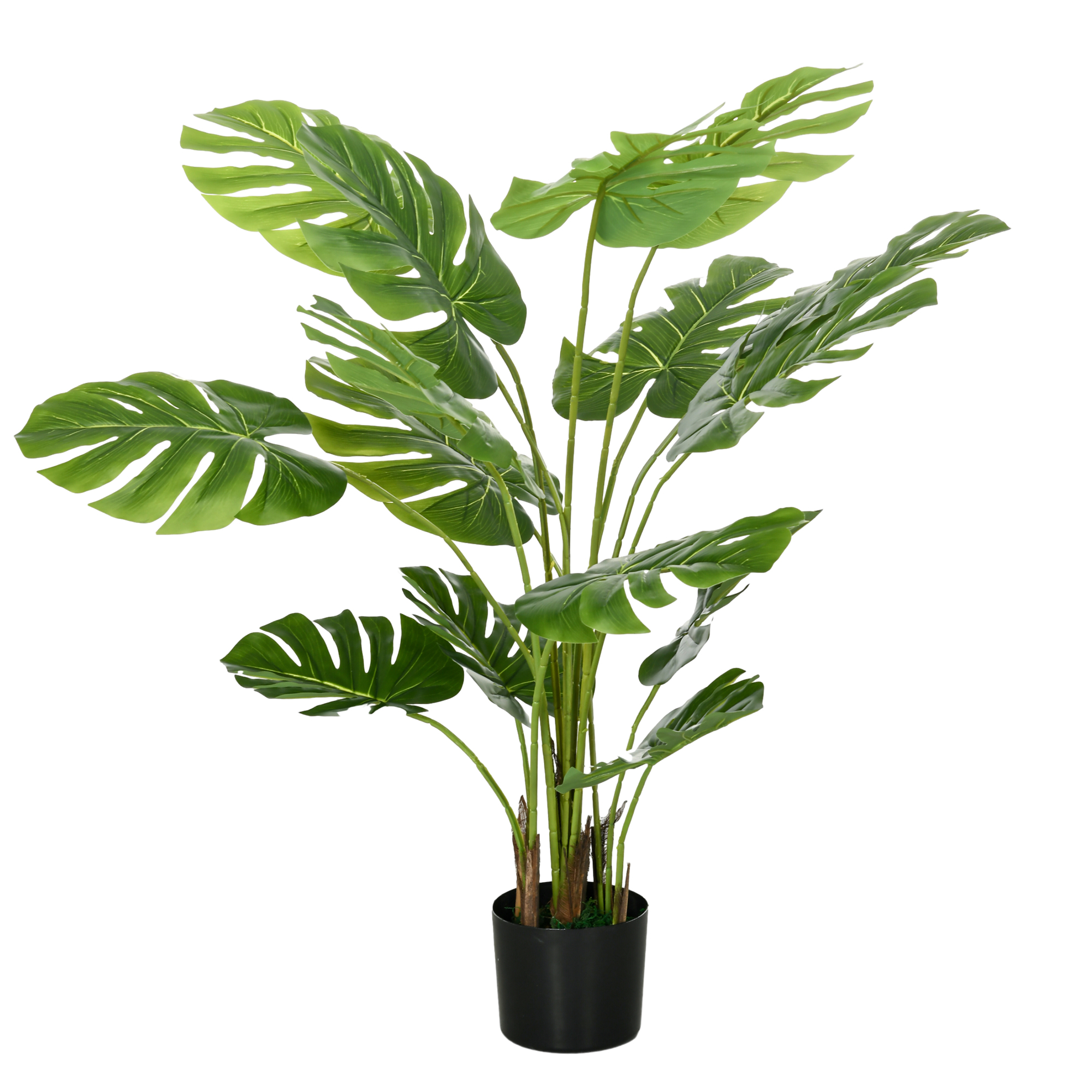 HOMCOM Künstliche Monstera 120cm Kunstpflanze mit Übertopf und PE-Moos, täuschend echt für Wohnzimmer und Dekoration in Grün Aosom.de