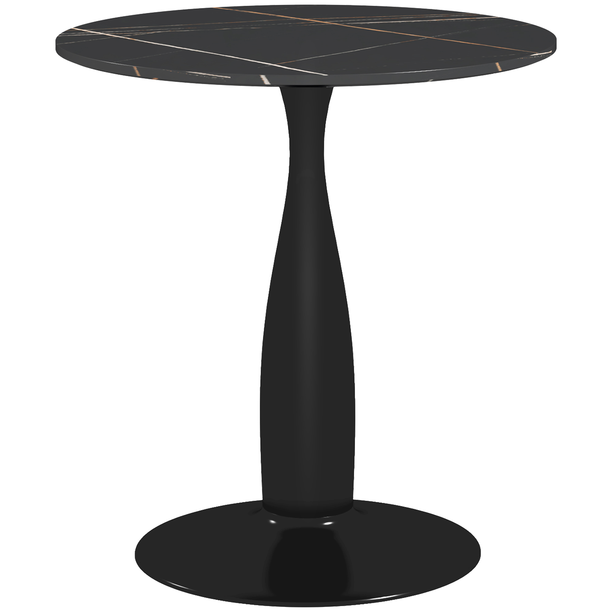 HOMCOM Esstisch, Runder Küchentisch, Moderner Esszimmertisch Kaffeetisch mit Stahlgestell, Bartisch für 2 Personen, Ø70 x 74 cm, Schwarz   Aosom