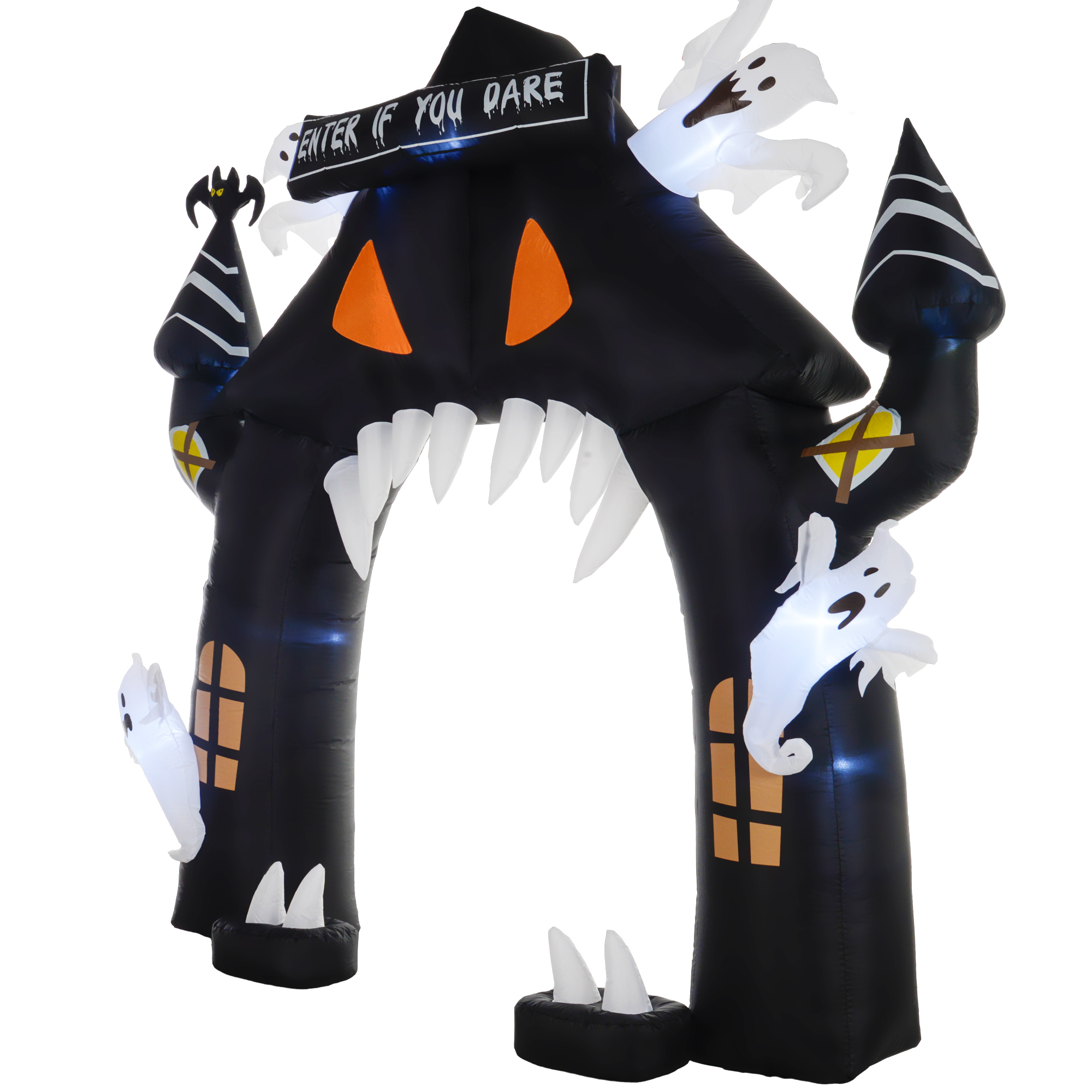 Outsunny Halloween aufblasbarer Bogen, Halloween Dekoration, 300 cm Große Halloween-Deko mit LED-Beleuchtung, Partydekoration für Innen- & Außenbereiche   Aosom