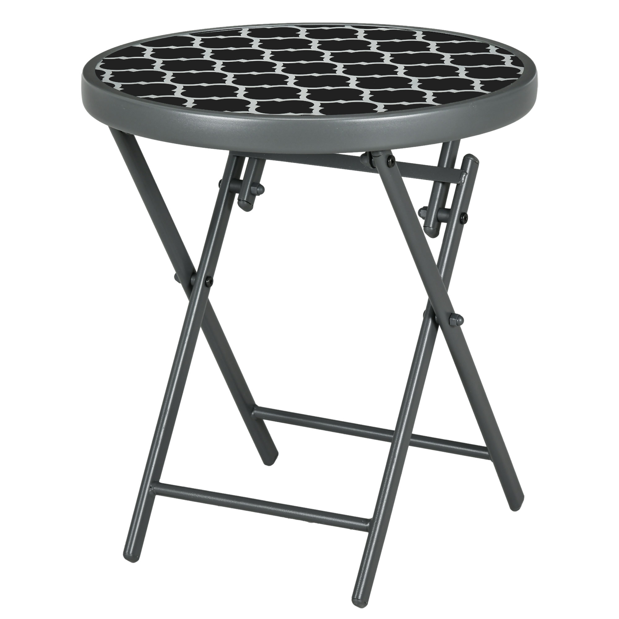 Outsunny Klapptisch Beistelltisch mit Glasplatte 45x45x50cm schwarz, ideal für Garten & Camping   Aosom.de