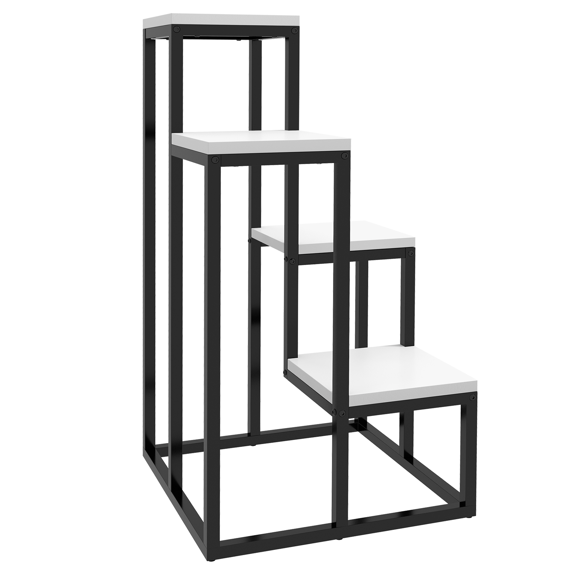 Outsunny Pflanzenständer Stahl Blumenregal 4 Ebenen für Garten Balkon 34x34x70cm Weiß   Aosom.de