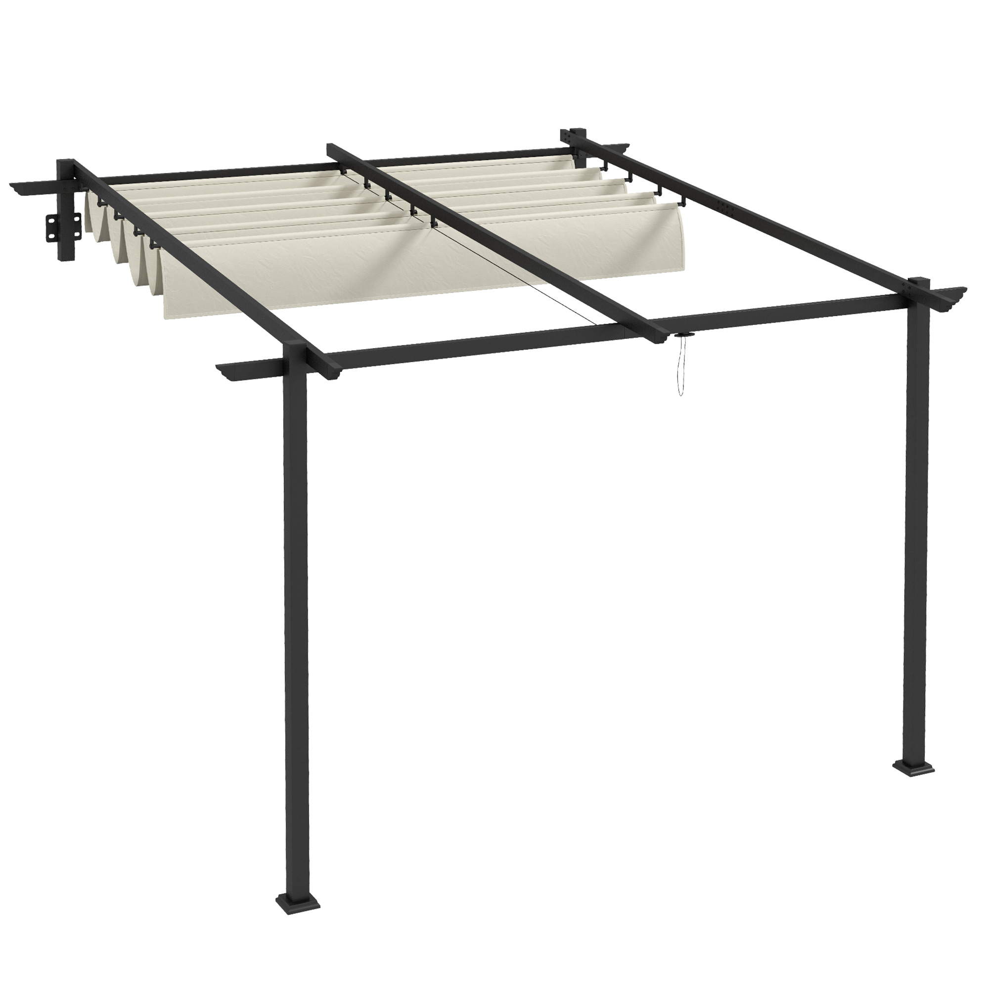 Outsunny Pavillon 3 x 3 m Pergola winddicht, Terrassenüberdachung mit verstellbarem Dach, ideal für Garten & Terrasse, cremefarben   Aosom.de
