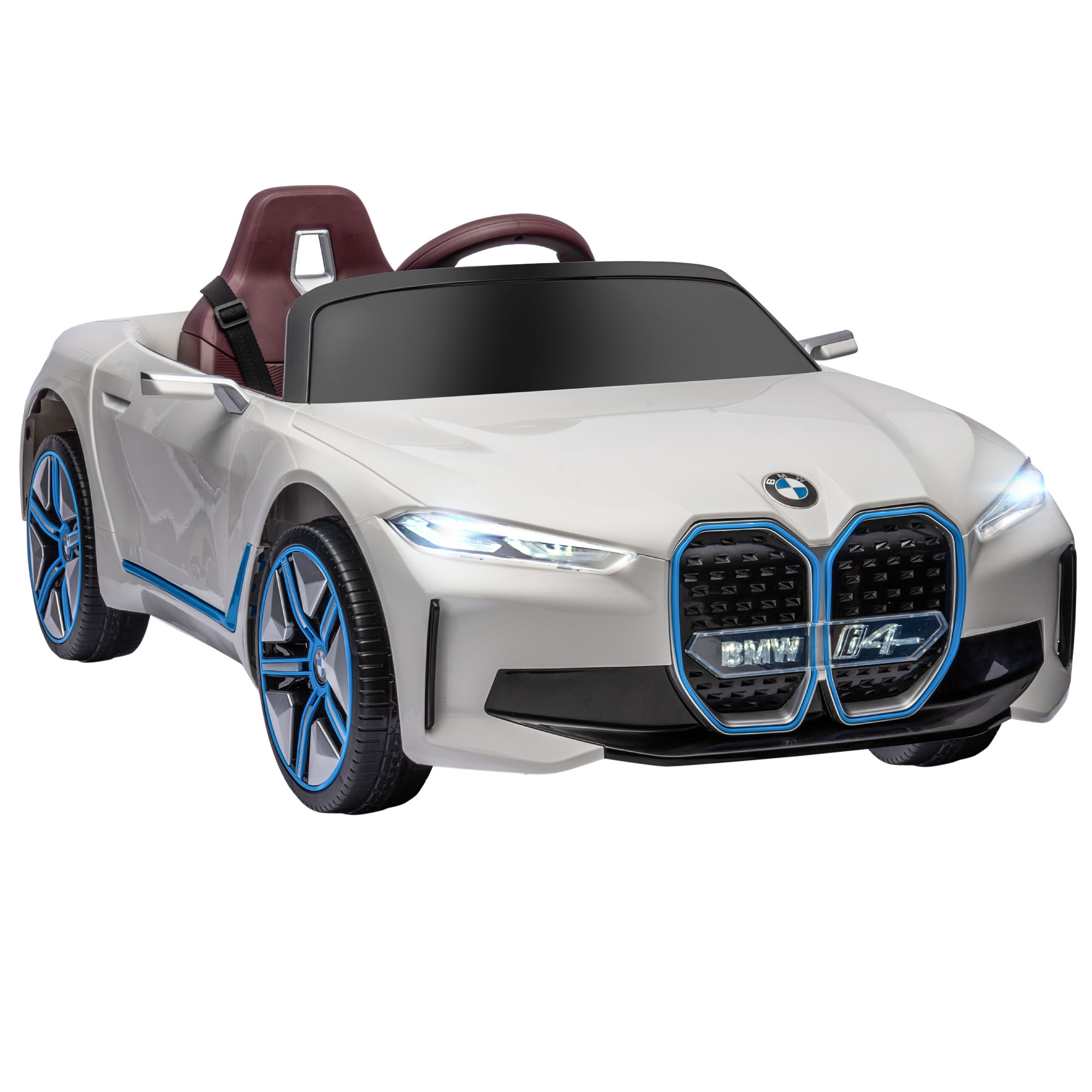 HOMCOM Kinder Elektroauto BMW mit Fernbedienung, tragbarer Batterie, Scheinwerfer, MP3-Player, Sicherheitsgurt, 3-5 km/h für Kinder 3-5 Jahre, Weiß Aosom.de