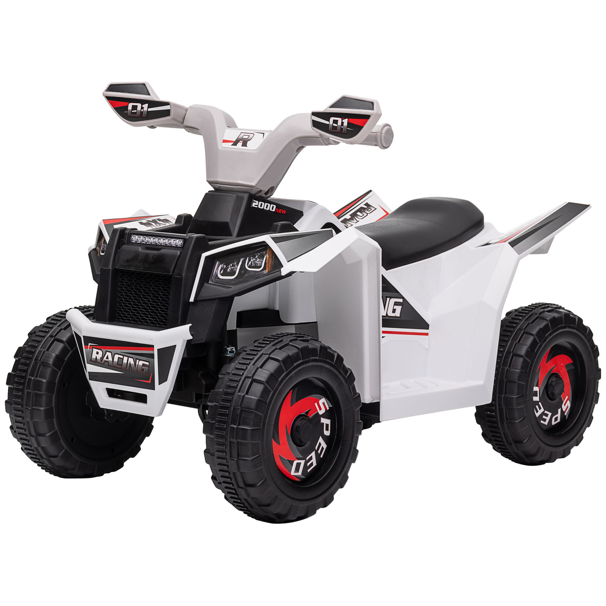 HOMCOM Elektro Kinderquad Mini Elektroquad 6V mit Vorwärts- und Rückwärtsfunktion für Kinder 1,5-3 Jahre 2,5 km/h in Weiß Aosom.de
