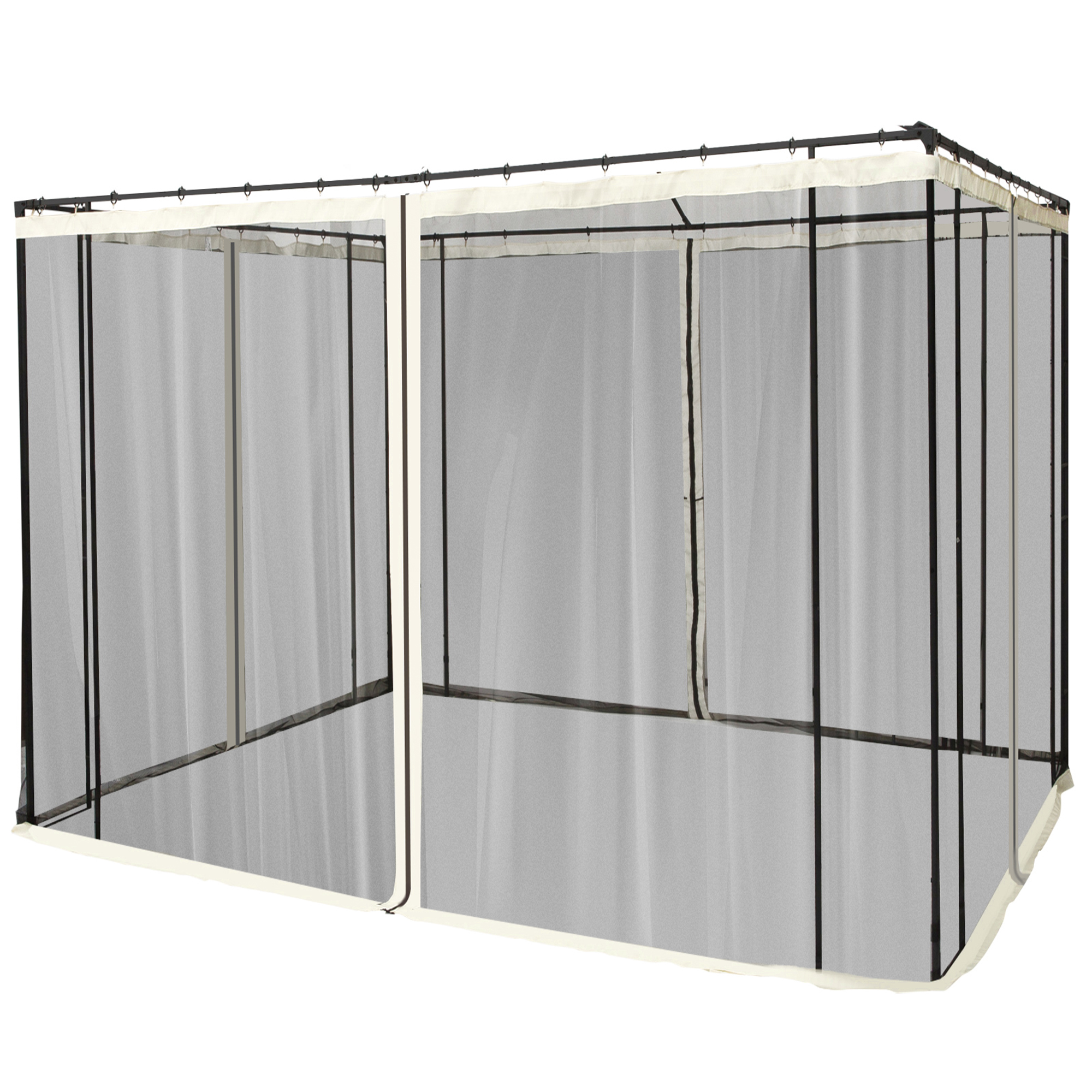 Outsunny Moskitonetz 3x3m Pavillon mit 4 Seitenteilen, Fliegennetz mit Reißverschluss, langlebig aus Nylon-Mesh in Schwarz   Aosom.de