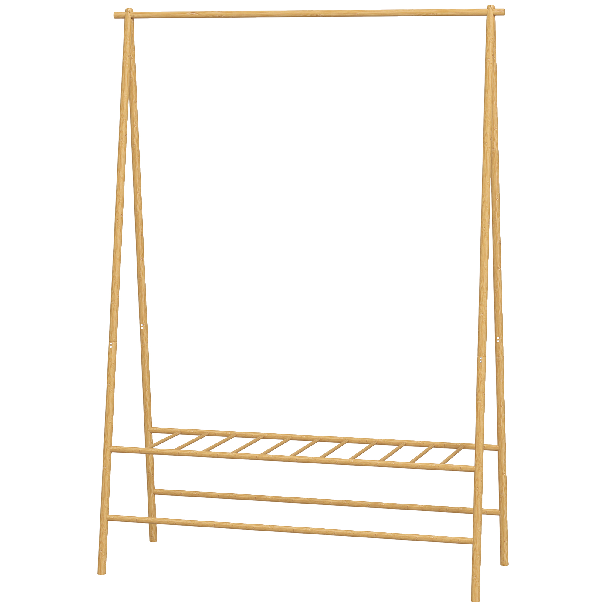 HOMCOM Garderobenständer Bambus, Kleiderständer mit Ablagen und Haken, Wäscheständer mit Kleiderstange, für Flur, Wohnzimmer Schlafzimmer, 116 x 43,5 x 160 cm, Naturholz   Aosom