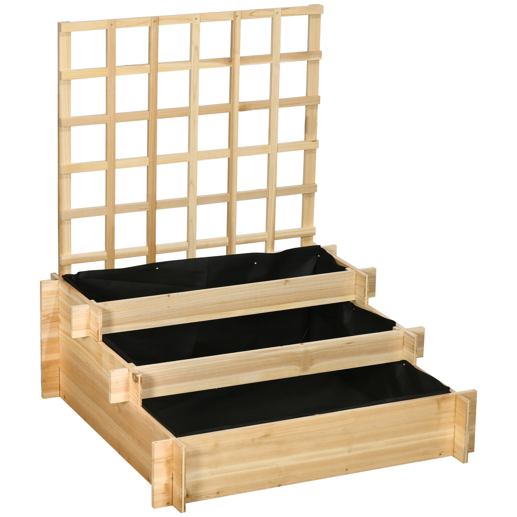 Outsunny 3-stufiges Hochbeet mit Rankgitter, Pflanzkasten aus Holz, 95 x 95 x 110 cm, ideal für Gemüse, Blumen und Kräuter im Garten Aosom.de
