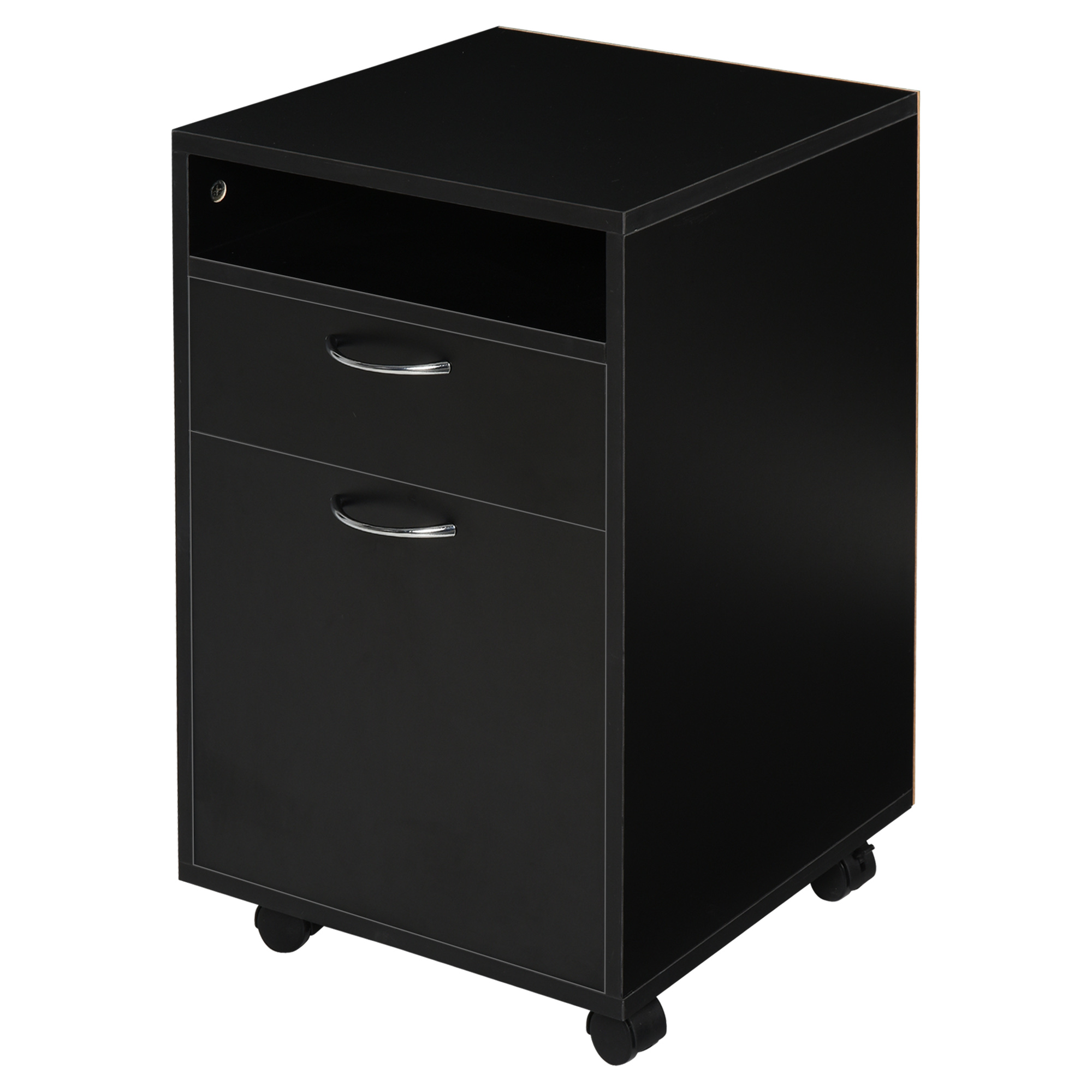 HOMCOM Rollcontainer Aktenschrank Schwarz 40x35x60cm mit Schublade für Büro & Homeoffice, platzsparend & funktional   Aosom.de
