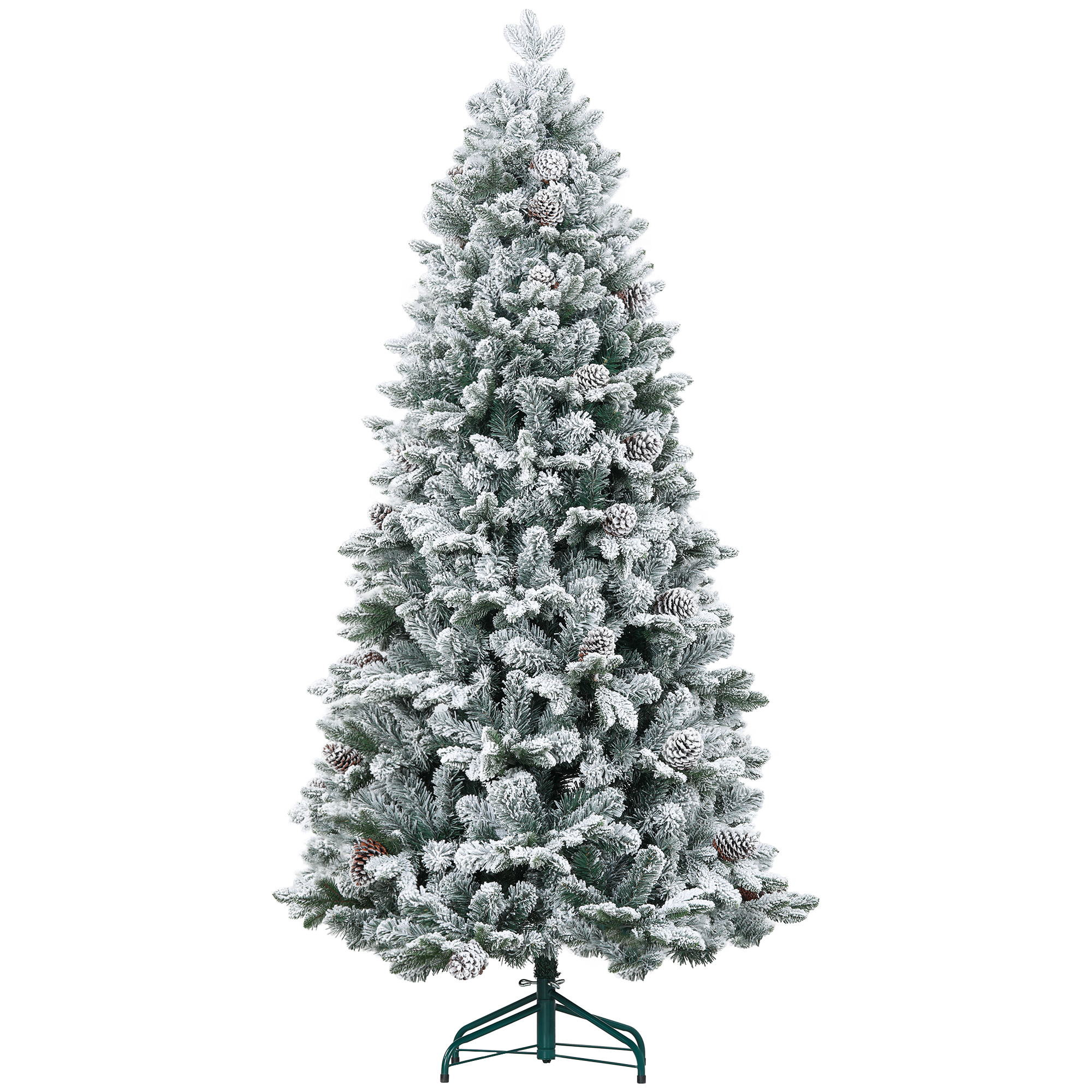 HOMCOM Künstlicher Weihnachtsbaum 180 cm mit 1489 Spitzen und Kunstschnee klappbar mit Metallständer für festliche Weihnachtsdekoration in Grün Aosom.de
