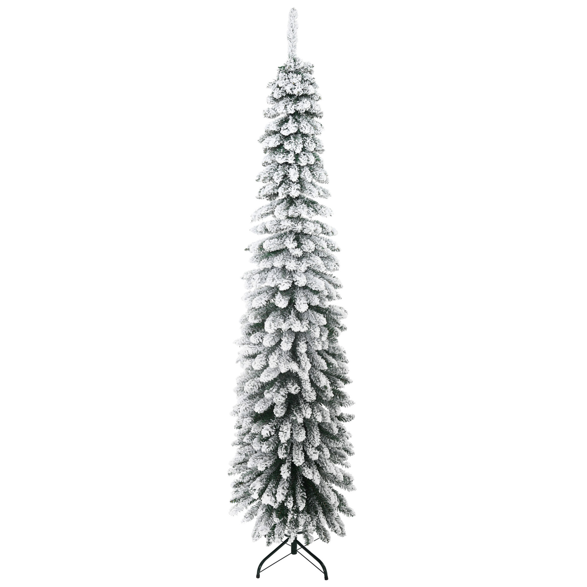 HOMCOM Künstlicher Weihnachtsbaum 210 cm mit 490 Spitzen und Kunstschnee klappbar mit Metallständer für festliche Weihnachtsdekoration in Grün und Weiß Aosom.de