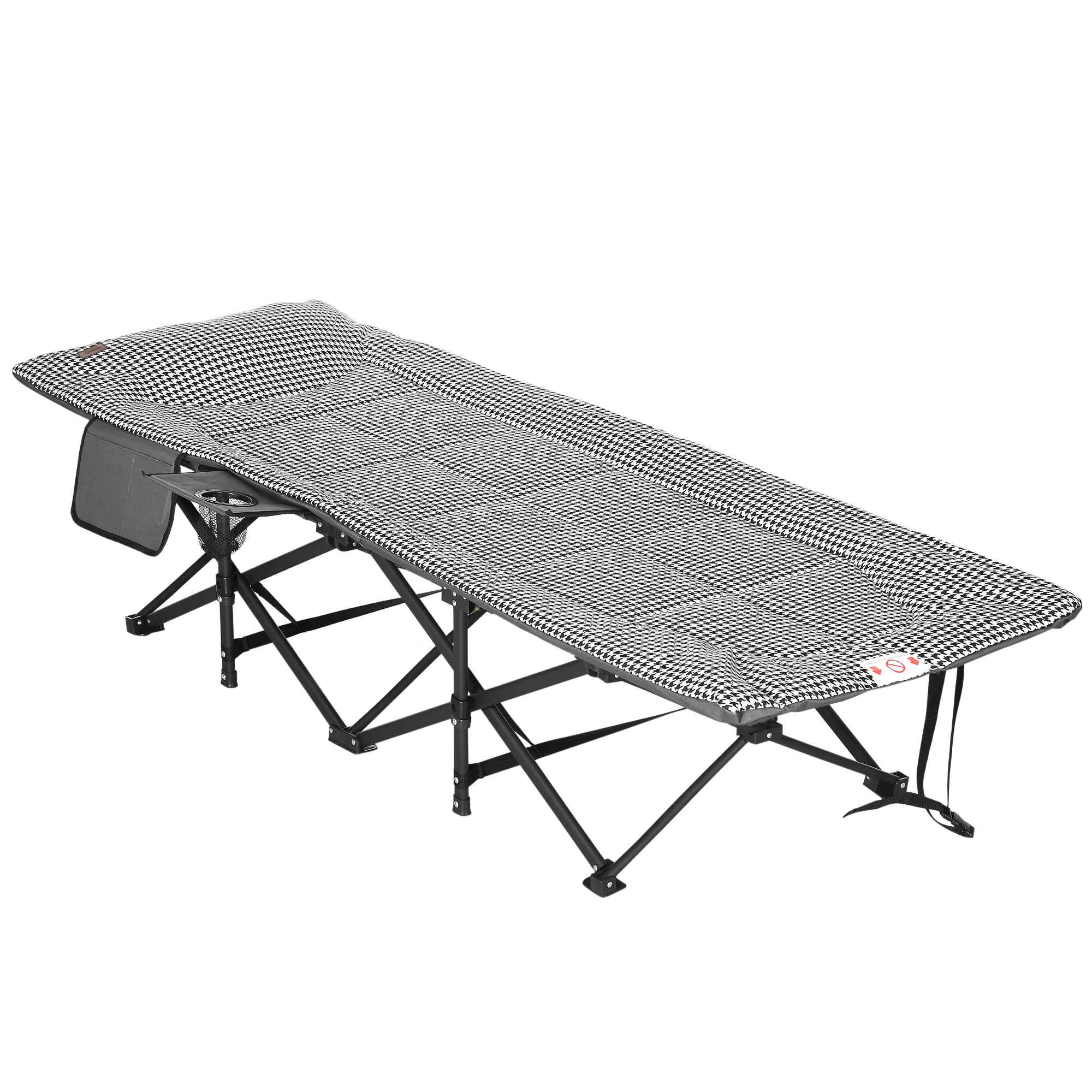 Outsunny Feldbett Campingbett mit Tasche & Becherhalter bis 120kg, schwarz 68x186x48cm, ideal für Camping & Outdoor   Aosom.de