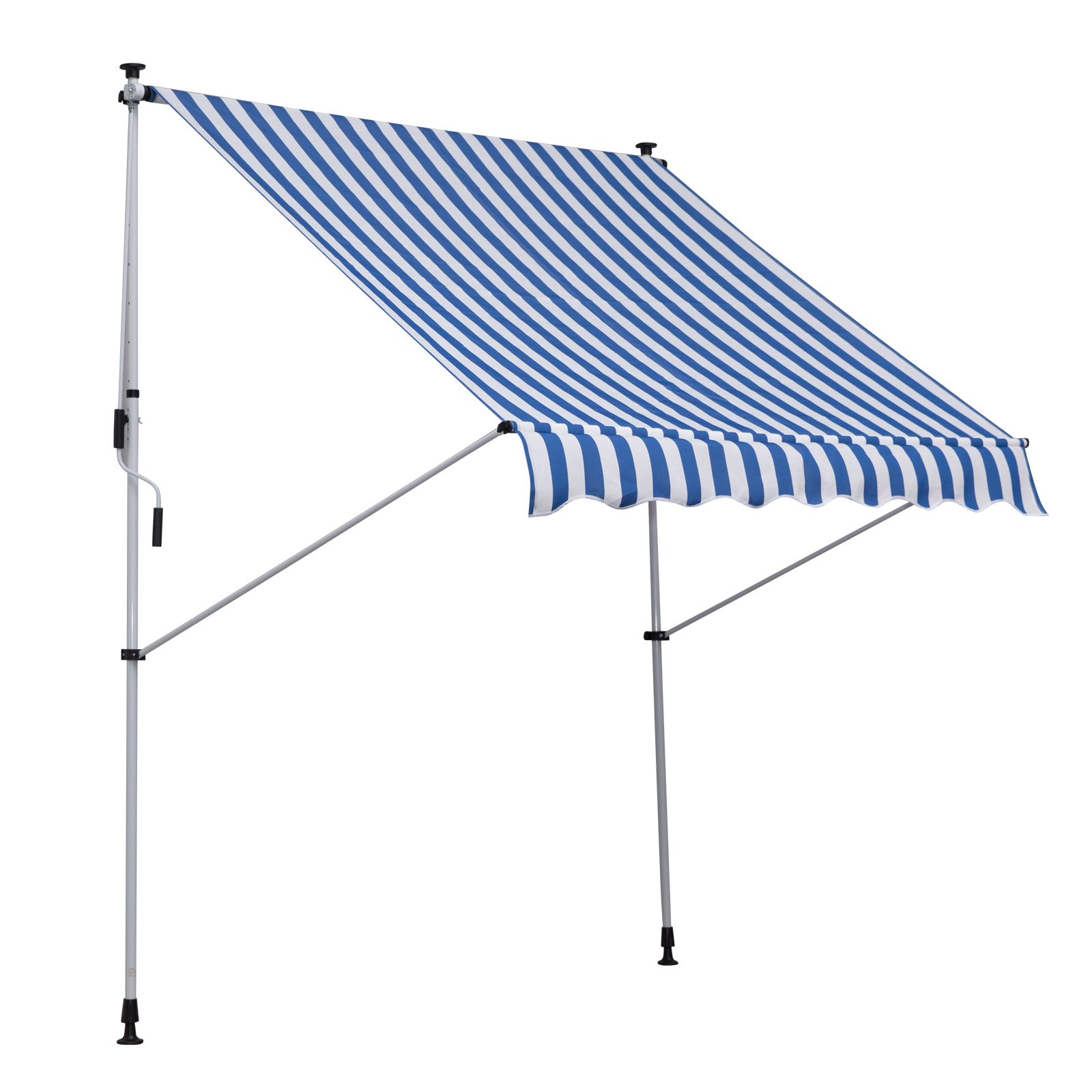 Outsunny Gelenkarmmarkise Klemmmarkise höhenverstellbar 200x150cm Blau/Weiß aus Aluminium für Terrasse & Balkon   Aosom.de
