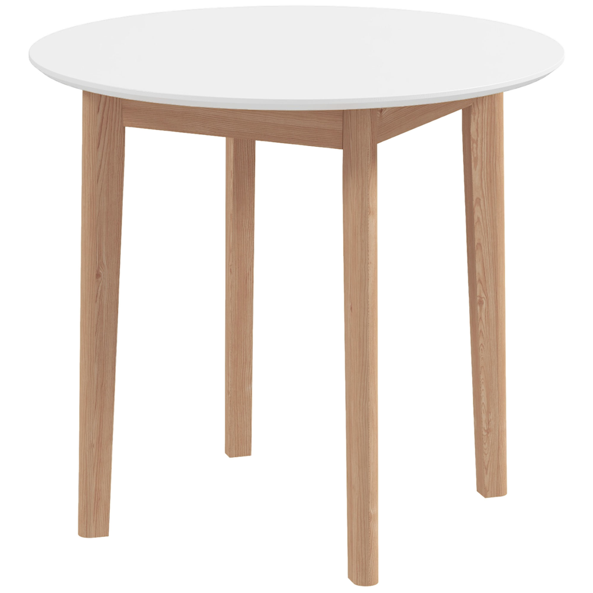 HOMCOM Esstisch, Runder Küchentisch für 2 Personen, Esszimmertisch mit Landhaus-Stil, für Wohnzimmer, Massivholz, Ø75 x 76 cm, Weiß   Aosom