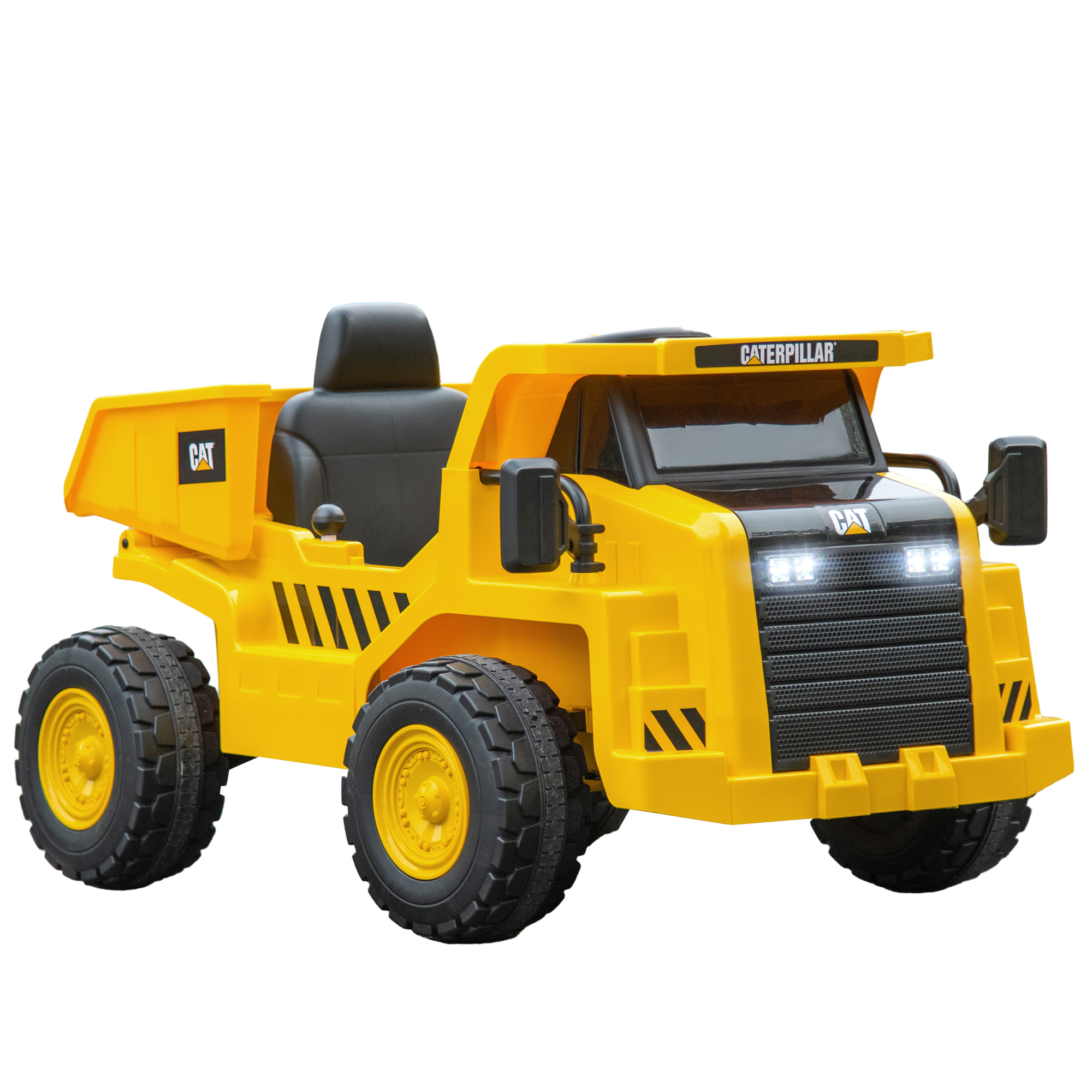 AIYAPLAY elektrischer Kinderbagger, Belastung 30 kg, mit Fernbedienung, Eimer, Schaufel, Lautsprecher, Scheinwerfer, für 3-7 Jahre, Gelb Aosom