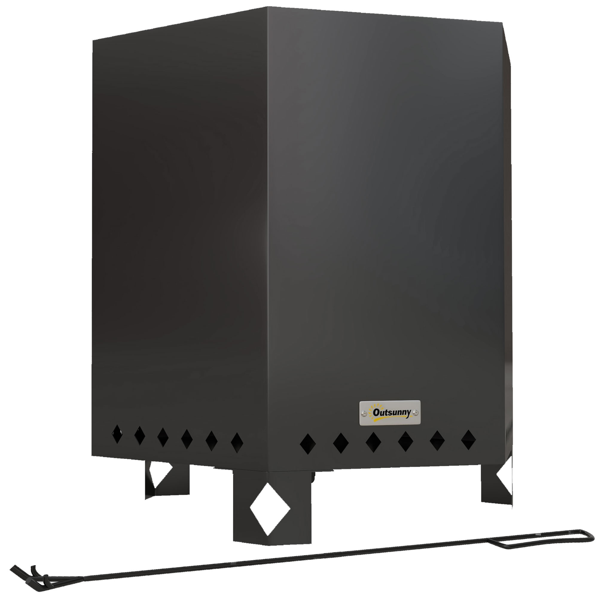 Outsunny Rauchfreies Tischfeuer Feuerkorb Metall Schwarz Schürhaken Garten Camping Terrasse   Aosom