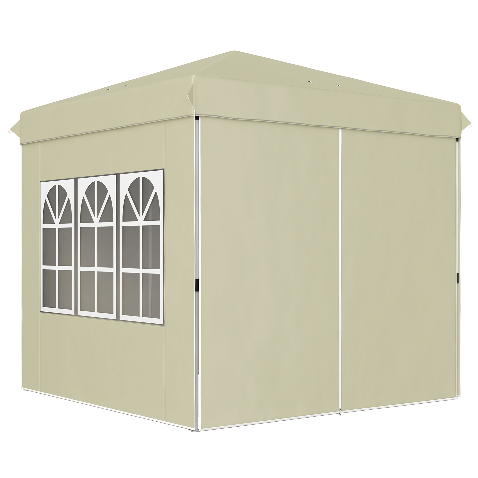 Outsunny Pavillon ca.2,5x2,5m, wasserabweisend Stabil Winterfest Pop-up Faltpavillon, UV Schutz 50+, Faltbar Partyzelt Gartenzelt mit 4 Seitenteilen Tasche Gartenpavillon für Camping Garten, Cremeweiß   Aosom