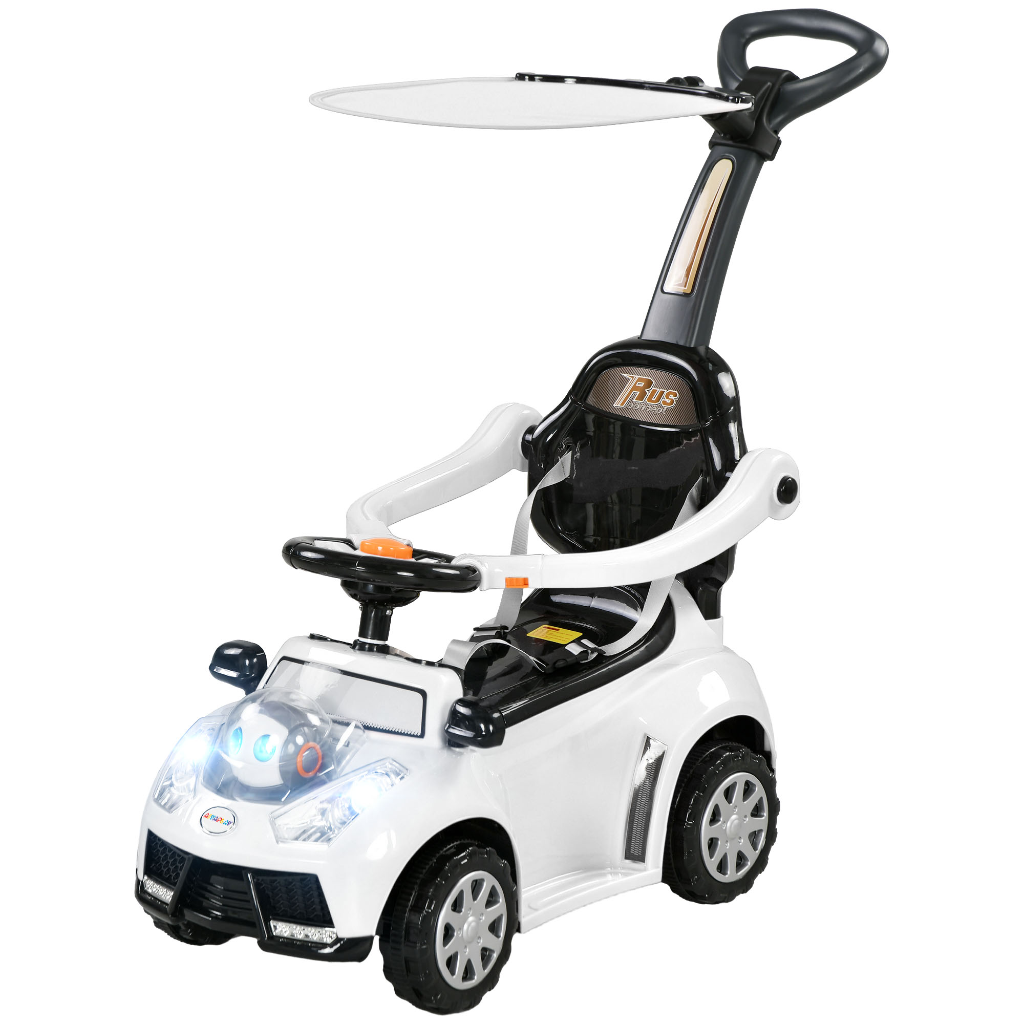 AIYAPLAY Rutschauto Kinderfahrzeug mit Schub- und Haltestange, Rückenlehne & Schutzbügel, Lauflernhilfe für 12-36 Monate   Aosom.de