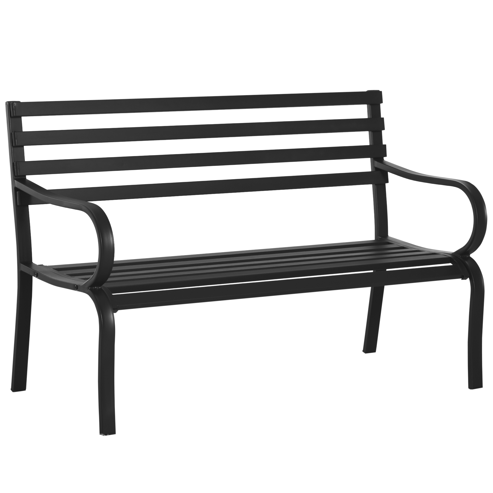 Outsunny Gartenbank 2-Sitzer Sitzbank Metall Schwarz 127 x 58 x 82 cm, elegante Gartenmöbel für Terrasse & Balkon Aosom.de