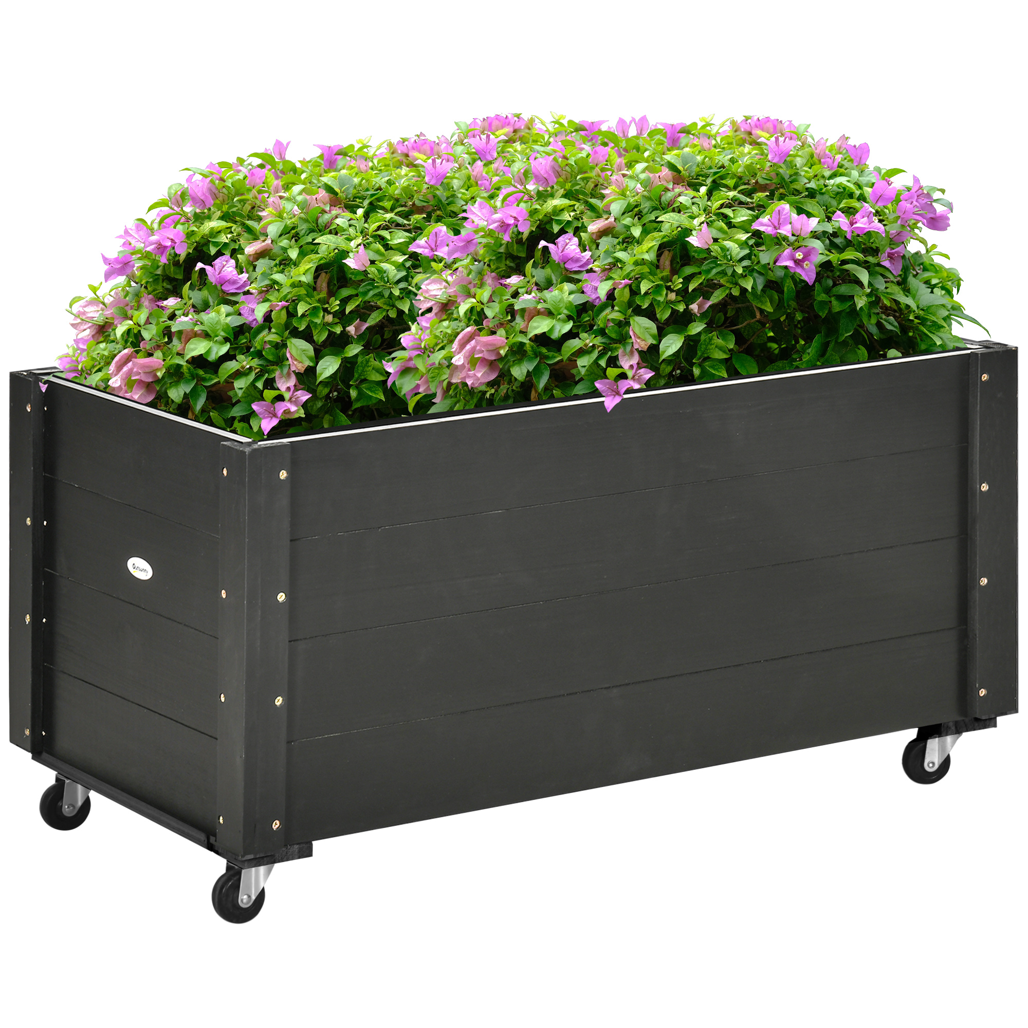 Outsunny Hochbeet mit Rollen Blumenkasten Pflanzkasten Kräuterbeet aus Massivholz Schwarz 89 x 48 x 47 cm für Garten Terrasse Balkon   Aosom.de