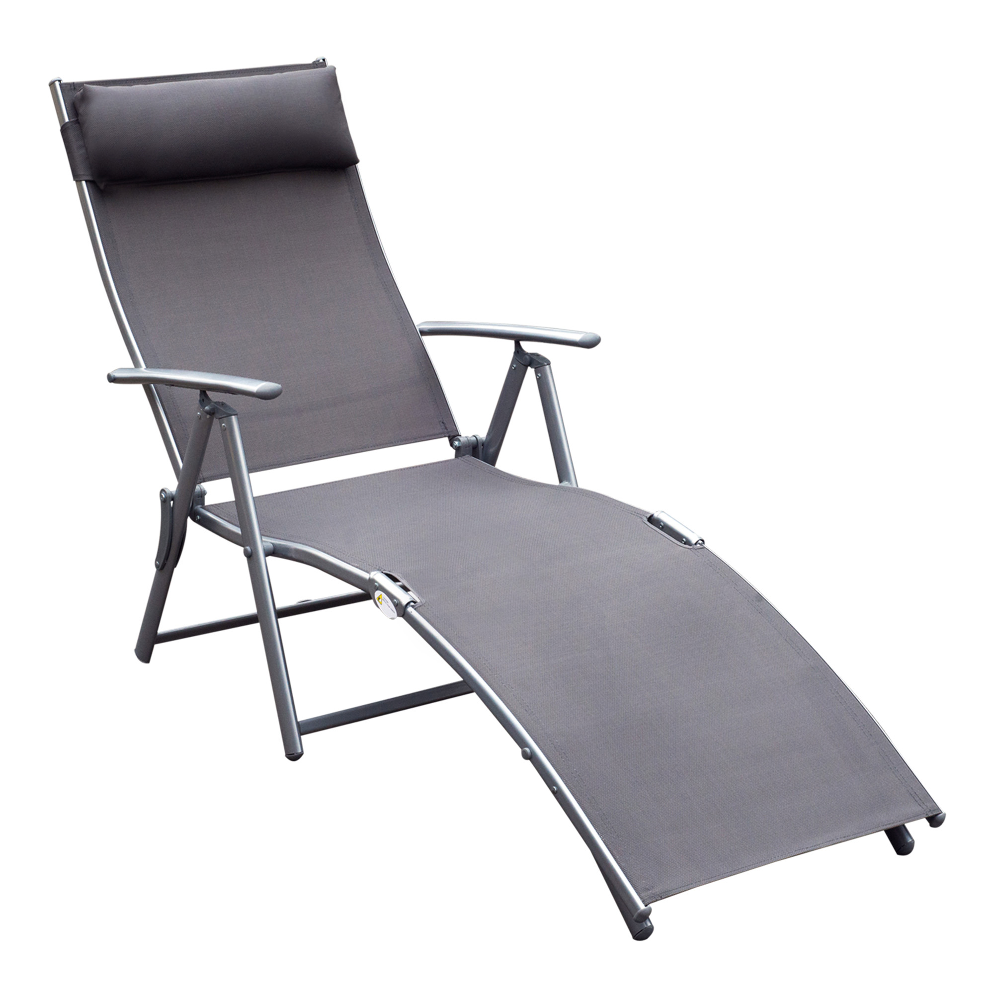 Outsunny Gartenliege Liegestuhl klappbar verstellbar mit Kissen, Sonnenliege Grau, Metall & Stoff 137 x 63,5 x 100,5 cm für Garten & Terrasse Aosom.de