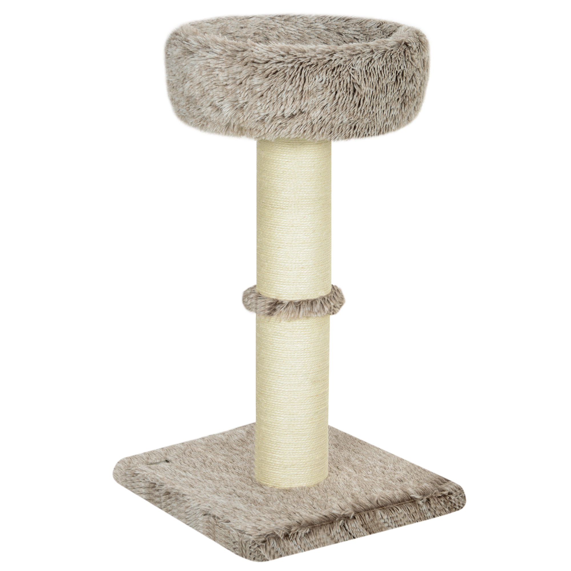PawHut Kratzbaum 87 cm hoch Katzenbaum mit Bett, dick Stamm, Katzenkratzbaum mit Sisal-Kratzsäulen, für Katzen bis 6 kg, Indoor, Braun   Aosom