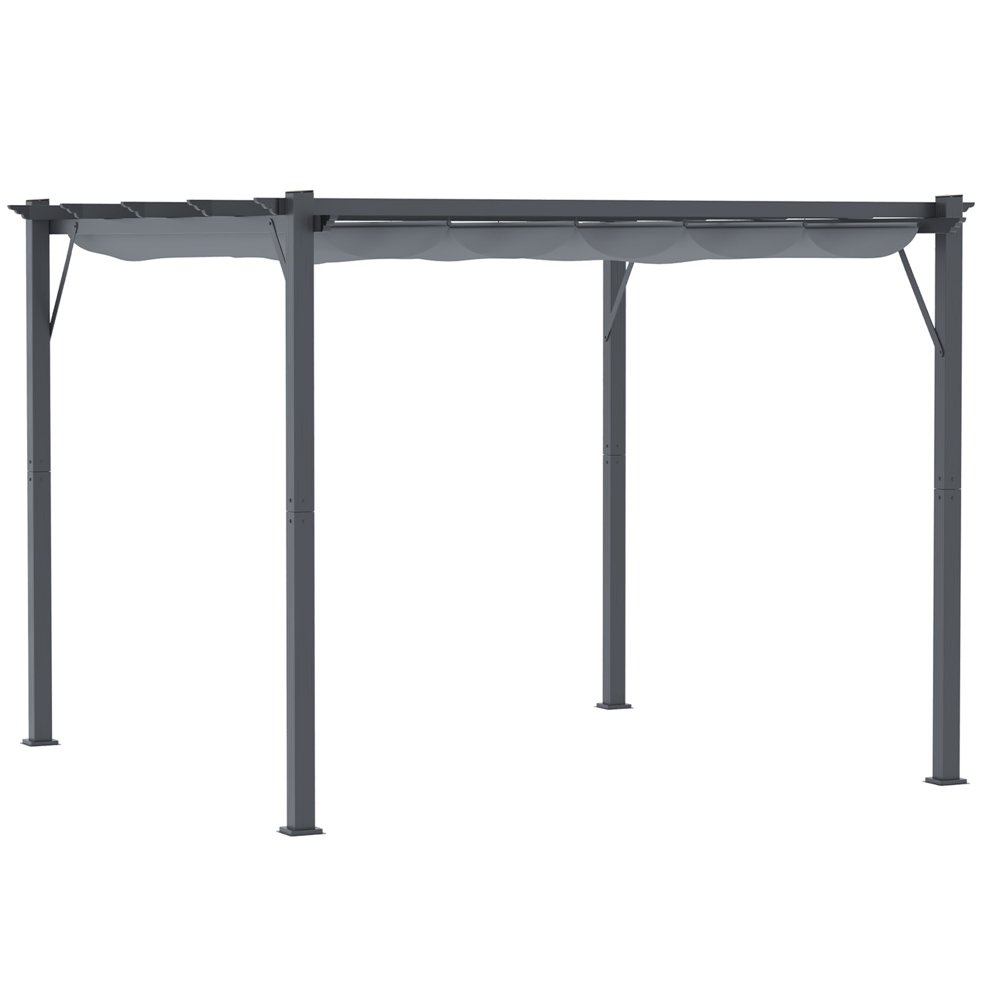 Outsunny Pergola Pavillon Terrassenüberdachung mit Schiebedach, Garten, Aluminium, Kohlegrau+Dunkelgrau, 3x3x2,23m Aosom