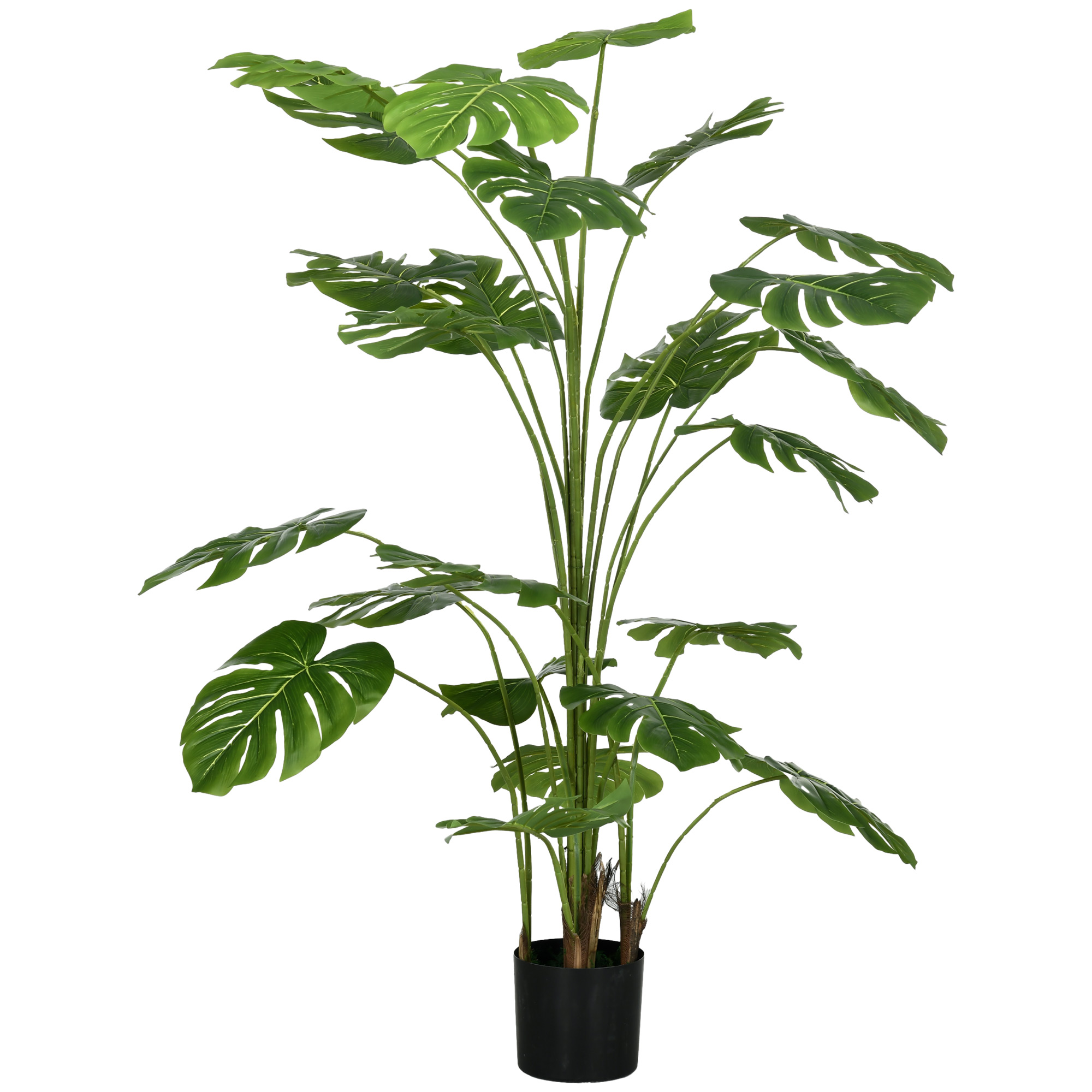 HOMCOM Künstliche Pflanzen, Kunst Monstera Deliciosa, 180 cm Kunstpflanze mit 24 Zweige, Zimmerpflanze, Kunstbaum, Pflanze Deko für Indoor, Grün Aosom