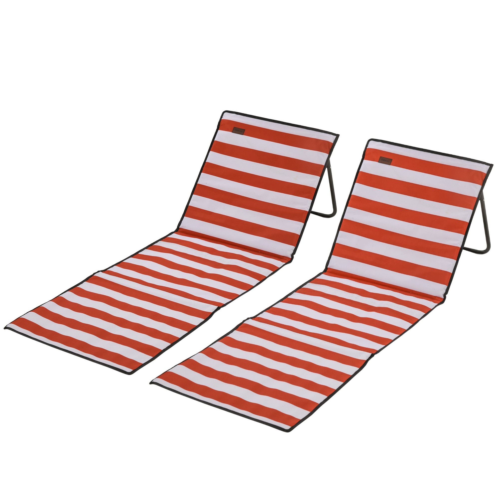 Outsunny 2er-Set Strandmatte faltbar & verstellbar, Sonnenliege mit Tragetasche, rot, 142x51x40cm, ideal für Strand & Camping   Aosom.de