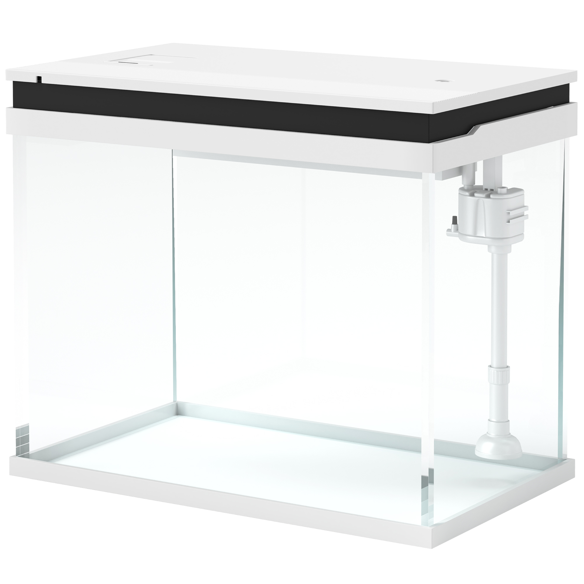 PawHut Aquarium, 41 Liter Glas-Aquarium mit Filtersystem, LED-Lichtern, Wasserpumpe, Kompaktes Aquarium für verschiedene Fischarten, Weiß   Aosom